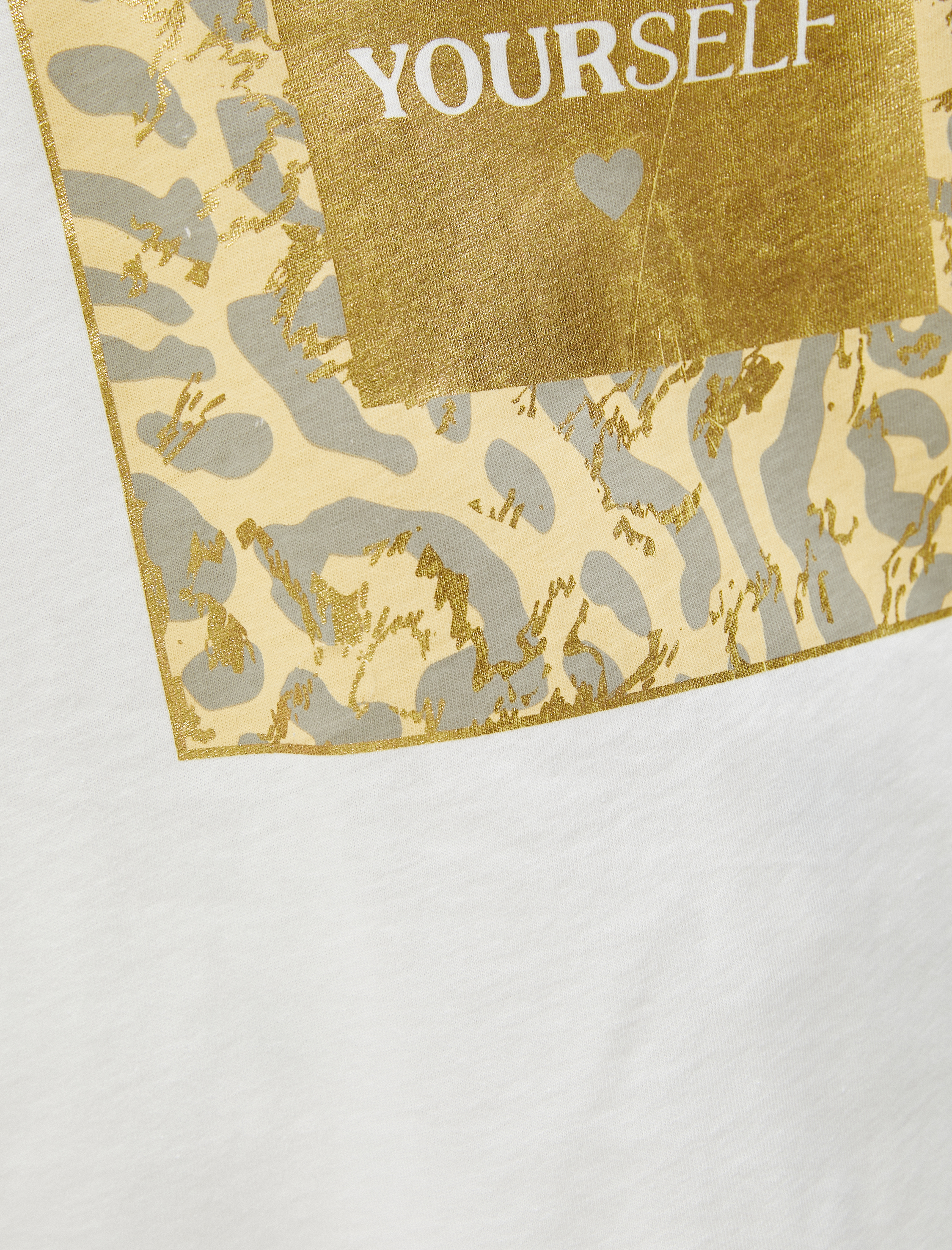   Kısa Kollu Tişört Parlak Yazı Baskılı Pamuklu