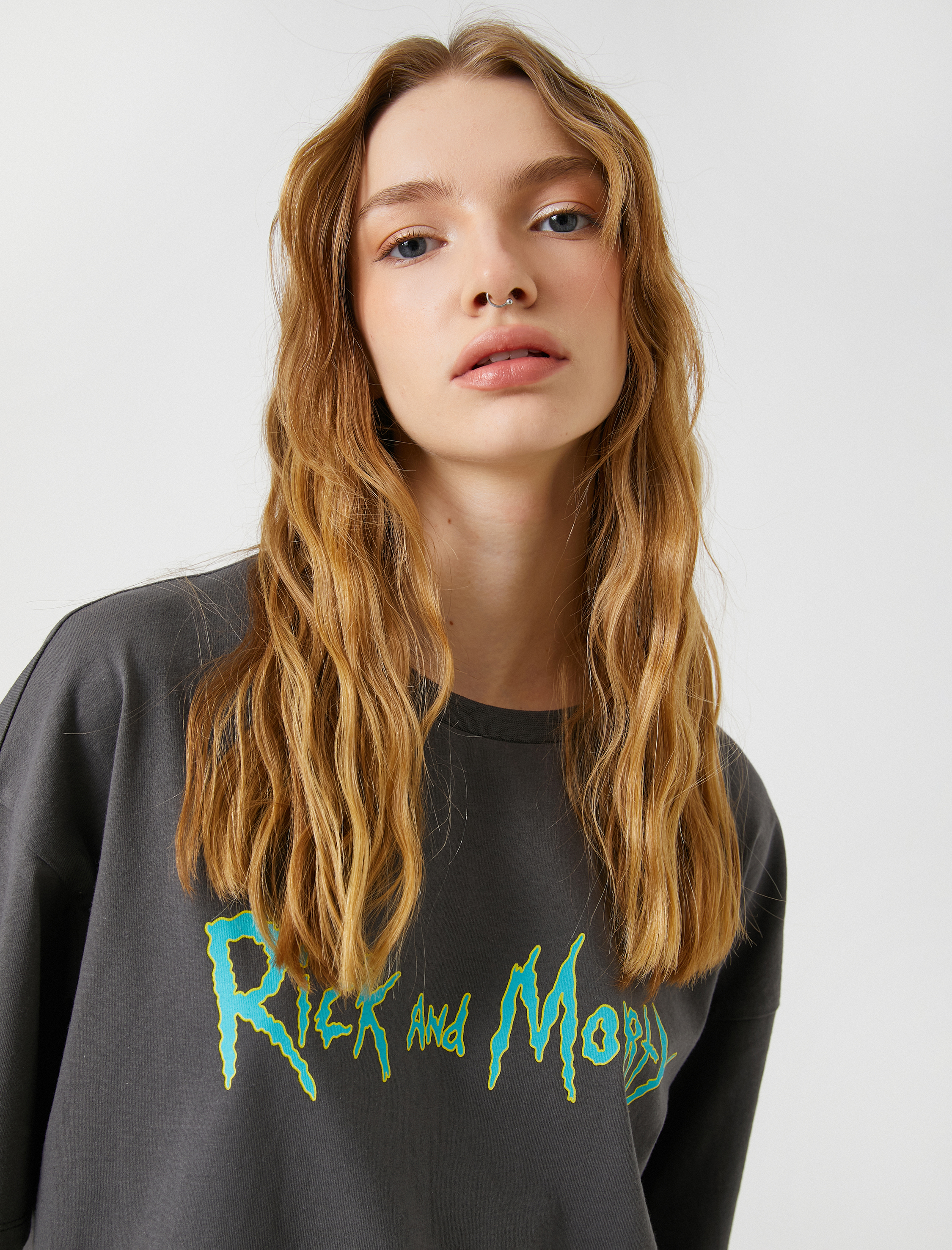   Rick and Morty Tişört Oversize Bisiklet Yaka Kısa Kollu Pamuklu Lisanslı