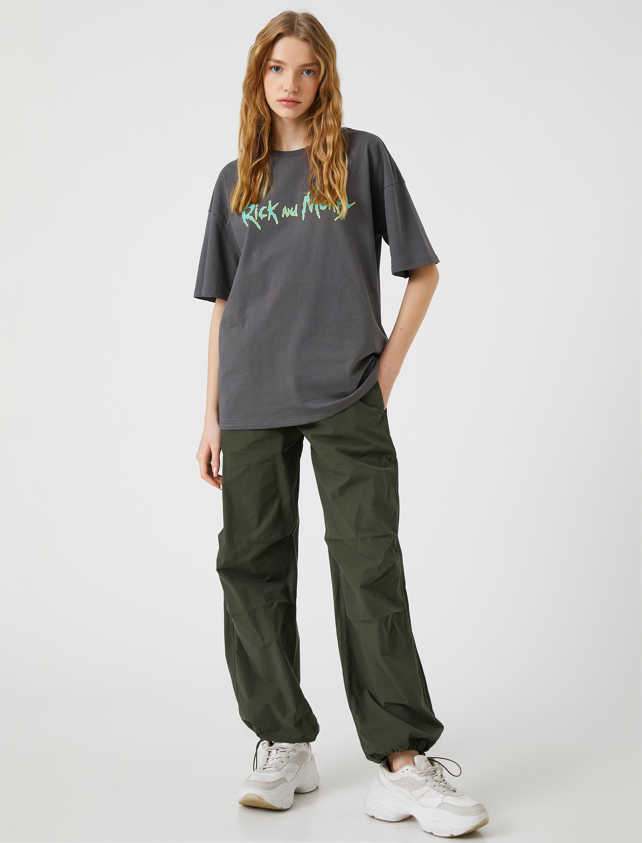   Rick and Morty Tişört Oversize Bisiklet Yaka Kısa Kollu Pamuklu Lisanslı