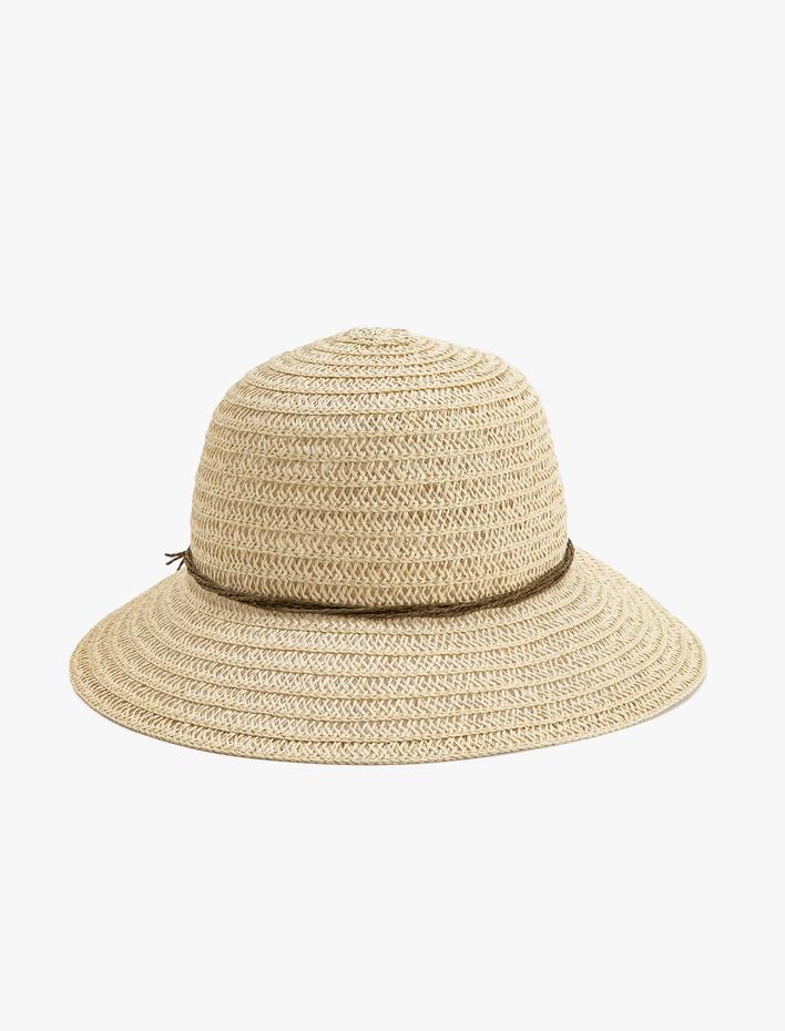 Kadın Hasır Şapka Fötr İp Fiyonk Detaylı