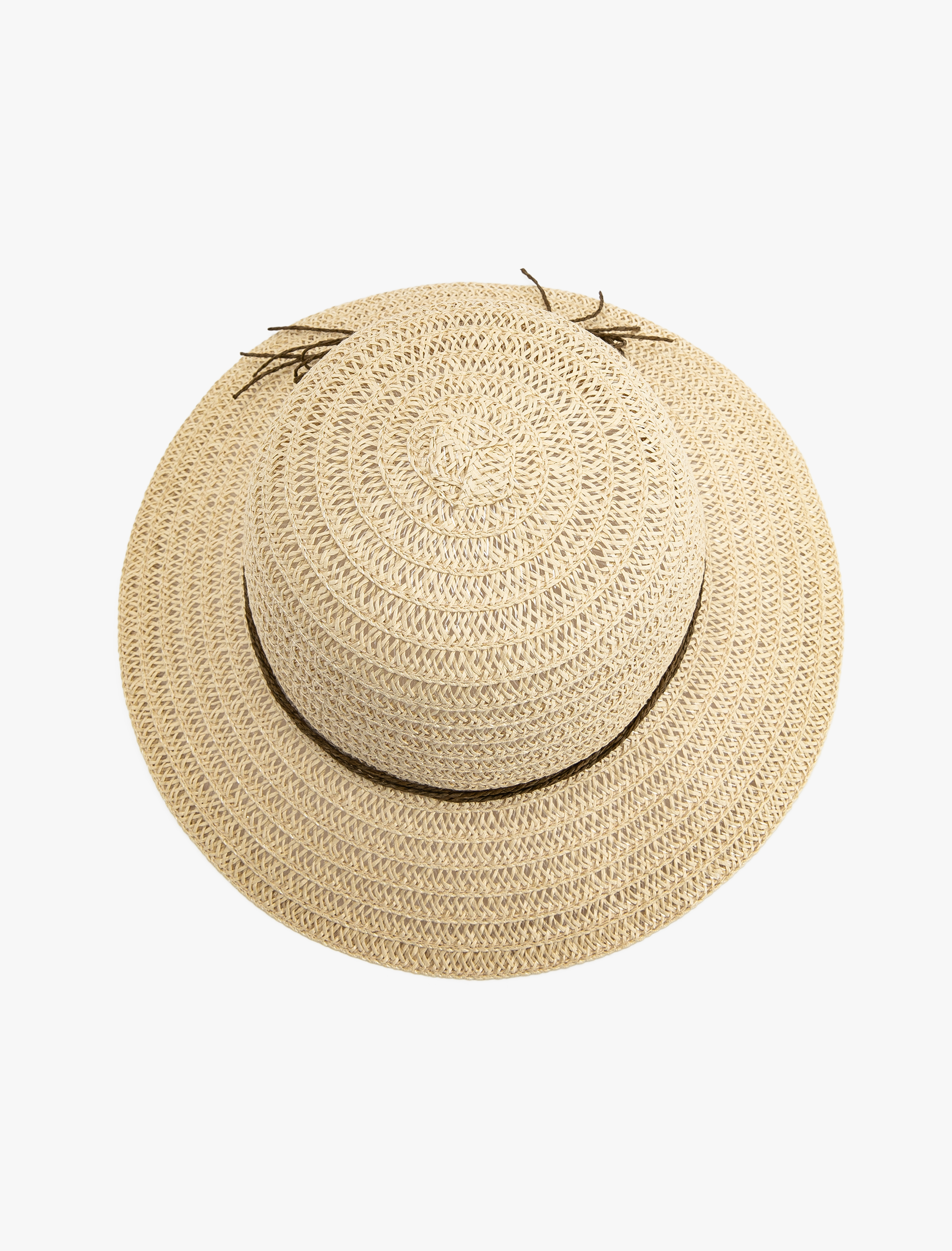  Kadın Hasır Şapka Fötr İp Fiyonk Detaylı