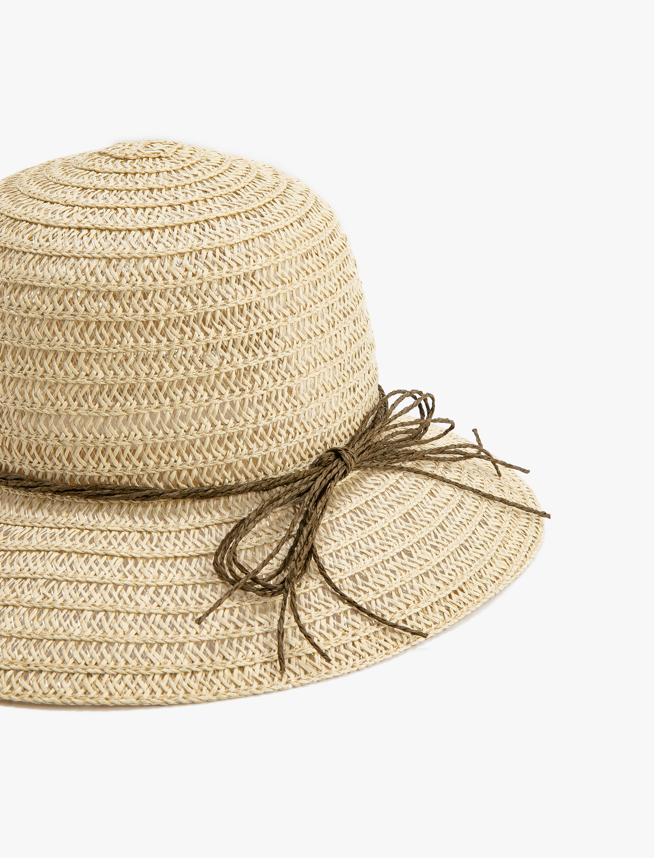  Kadın Hasır Şapka Fötr İp Fiyonk Detaylı