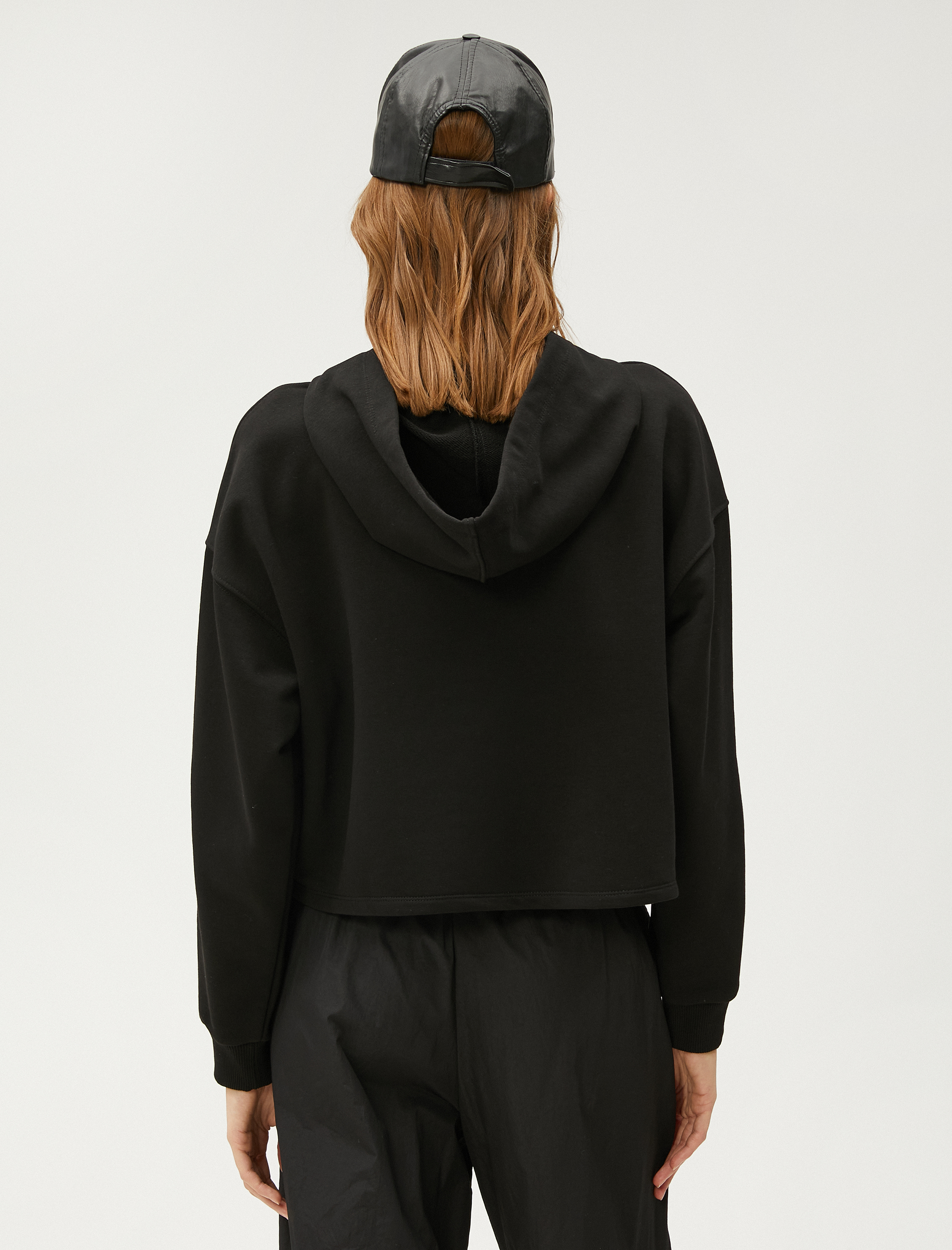   Crop Sweatshirt Kapüşonlu Baskılı