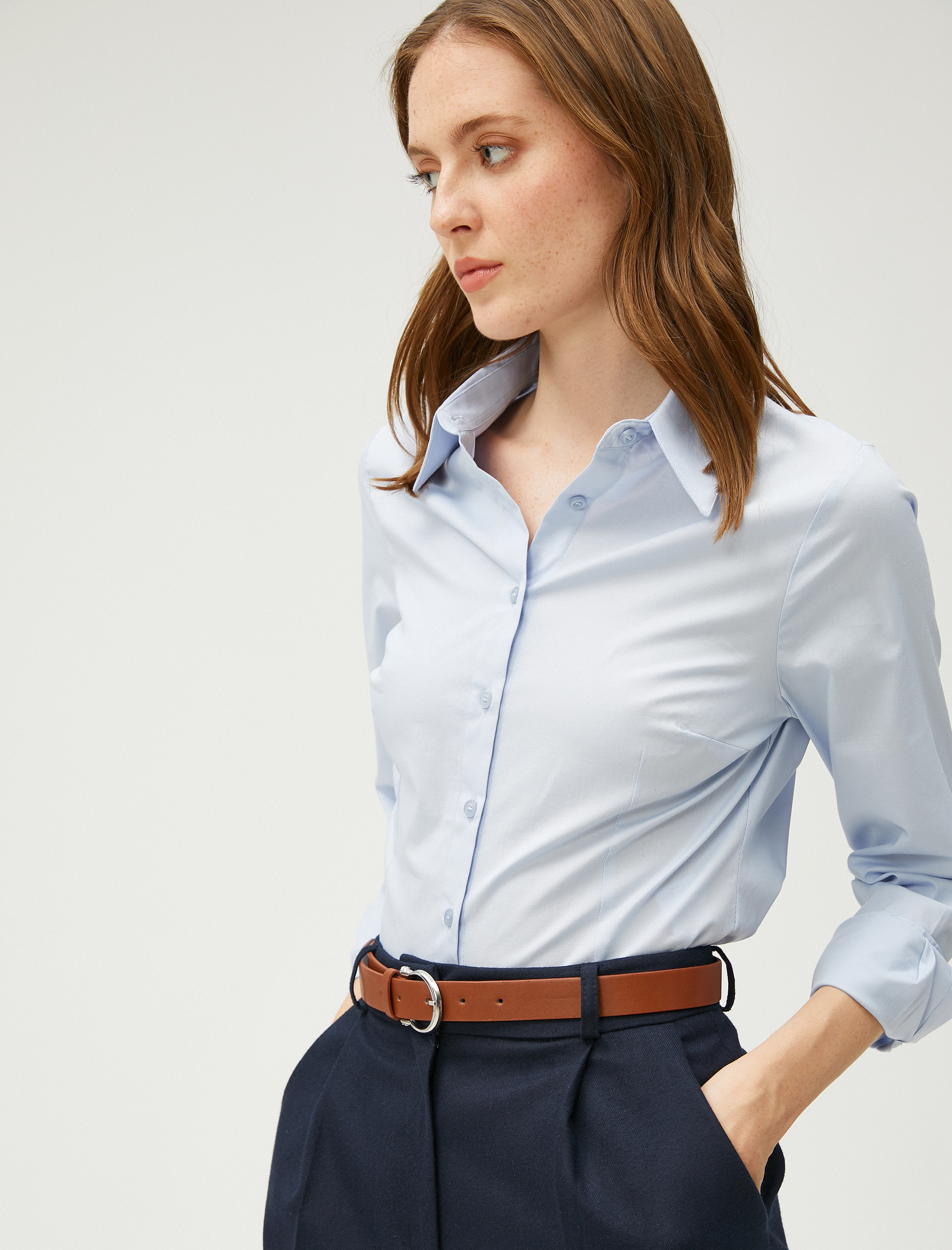   Basic Pamuklu Gömlek Uzun Kollu