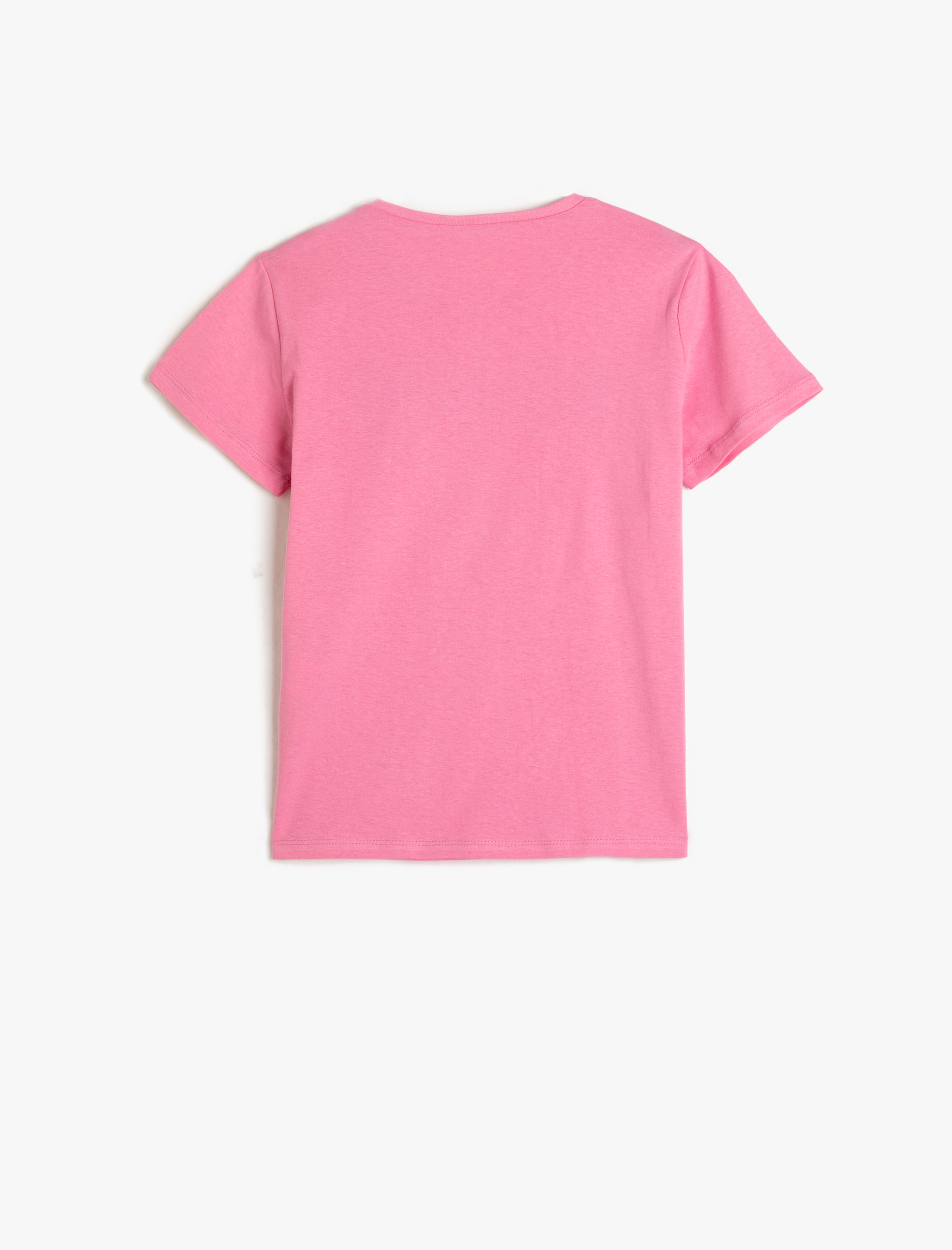  Kız Çocuk Tişört Kısa Kollu Bisiklet Yaka Pullu Pamuklu