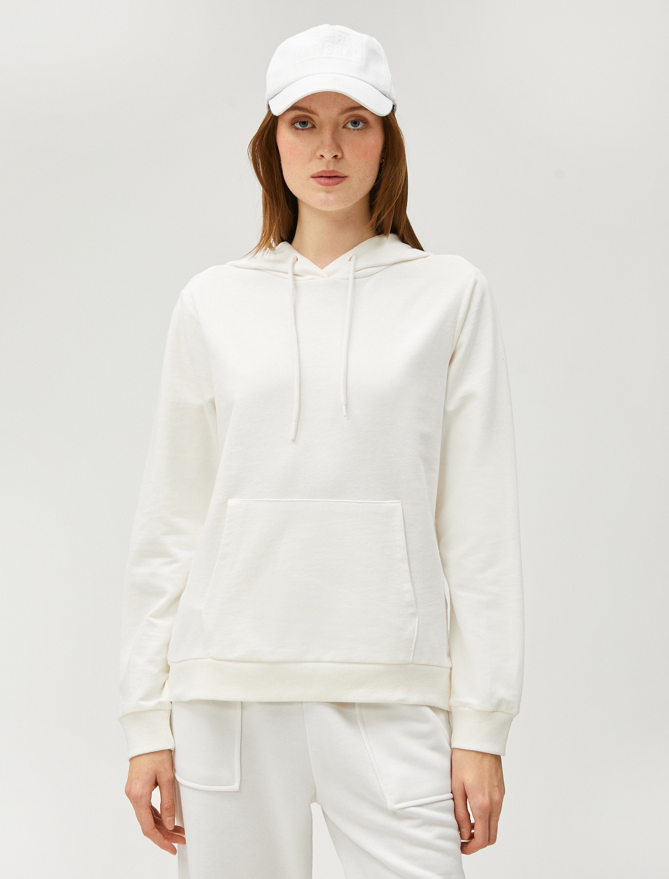   Basic Kapüşonlu Sweatshirt Kanguru Cepli