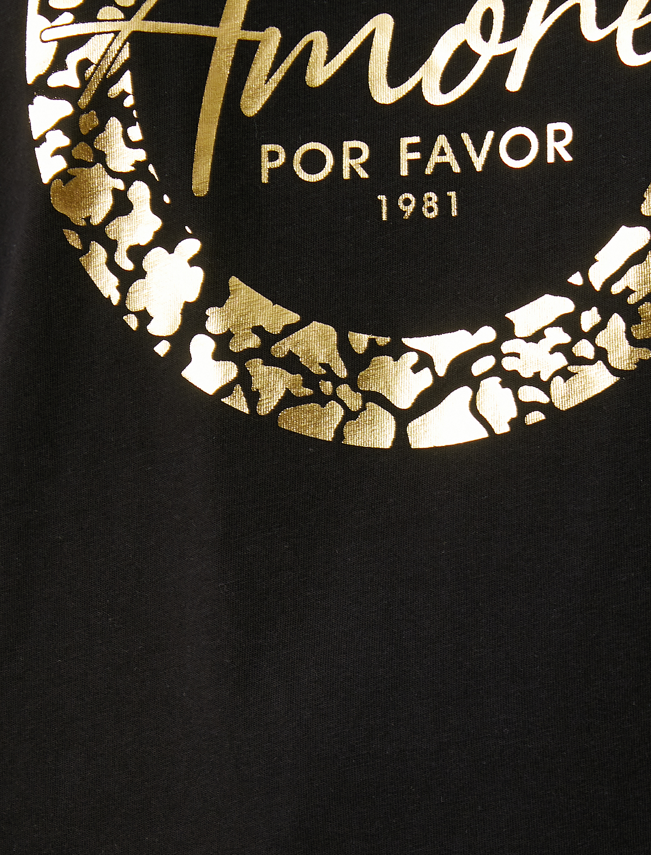   Parlak Yazı Baskılı Tişört Kısa Kollu Pamuklu