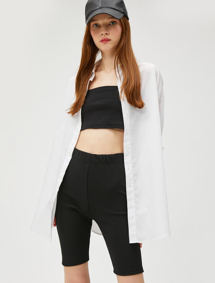  Kısa Tayt Fitilli Beli Lastik Detaylı