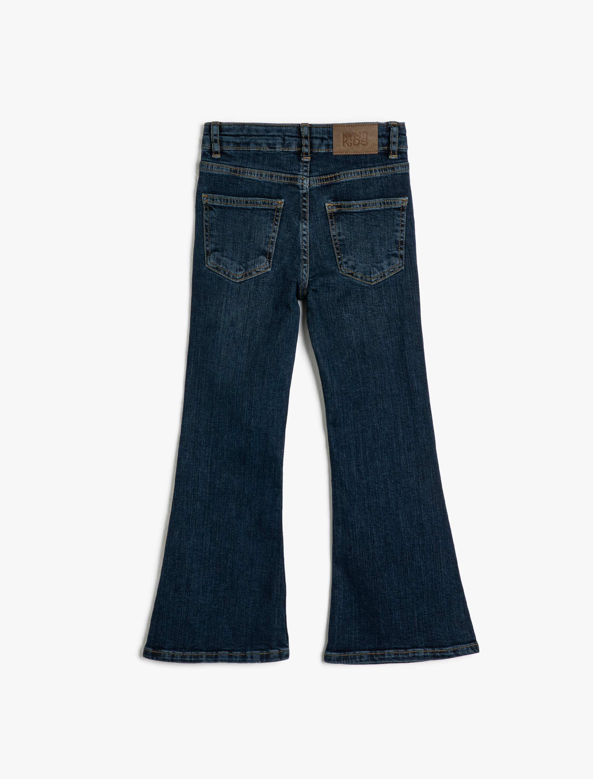  Kız Çocuk Bol Paça Kot Pantolon Slim Fit Pamuklu - Flare Jean Beli Ayarlanabilir Lastikli