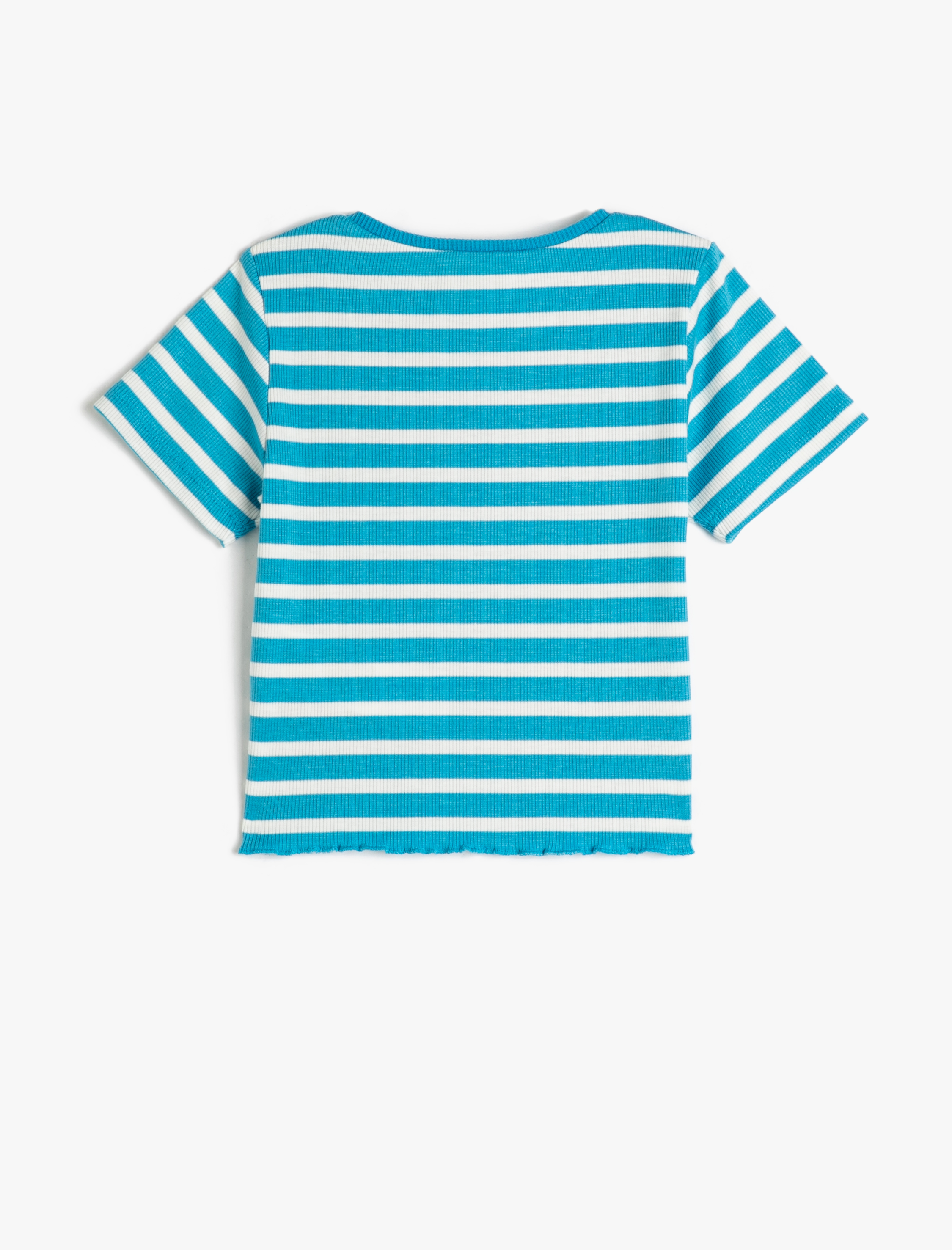  Kız Çocuk Crop Tişört Kısa Kollu Bisiklet Yaka Dar Kalıp Fitilli