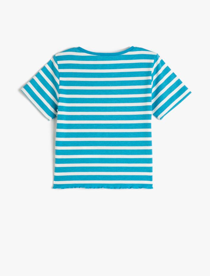 Kız Çocuk Crop Tişört Kısa Kollu Bisiklet Yaka Dar Kalıp Fitilli