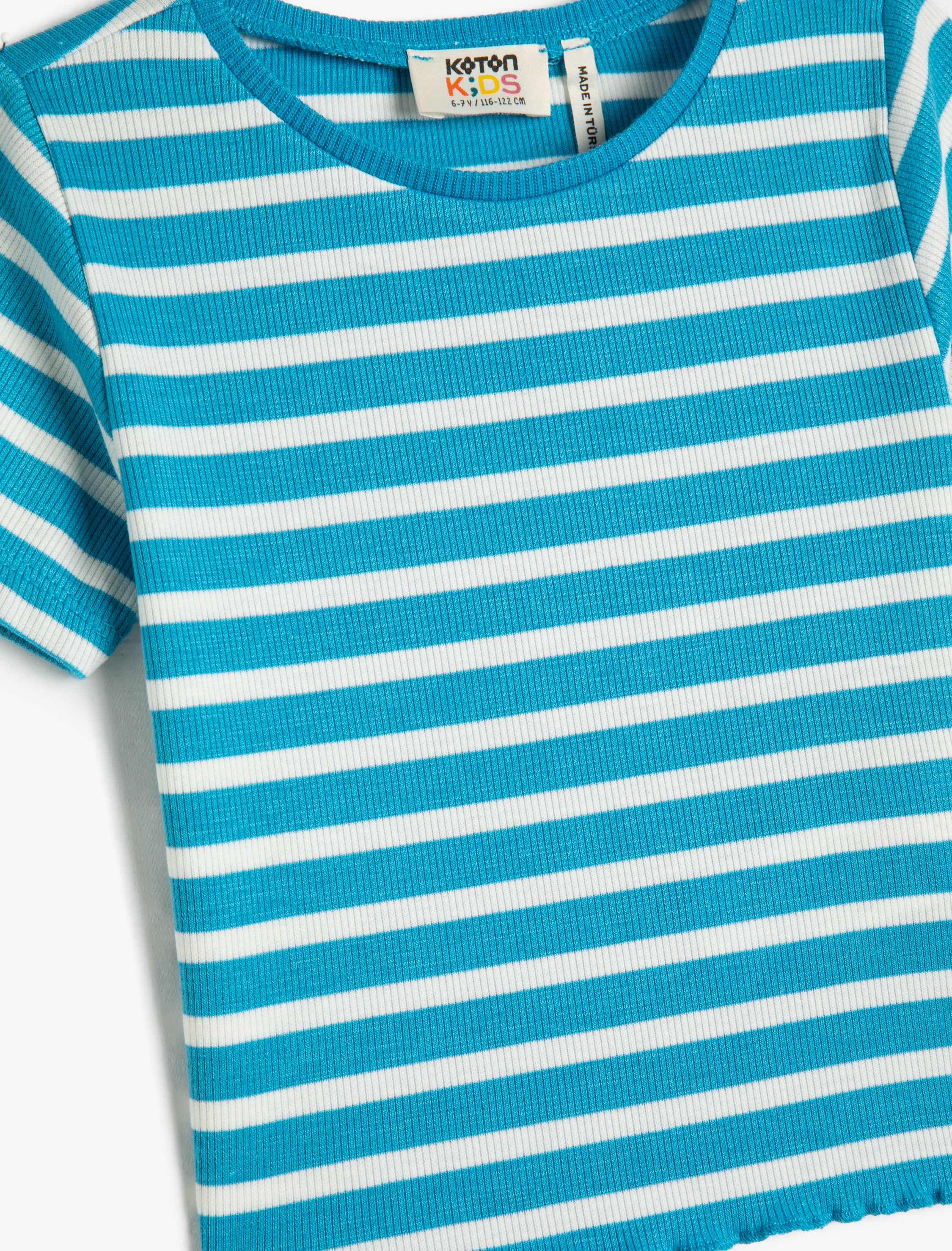  Kız Çocuk Crop Tişört Kısa Kollu Bisiklet Yaka Dar Kalıp Fitilli