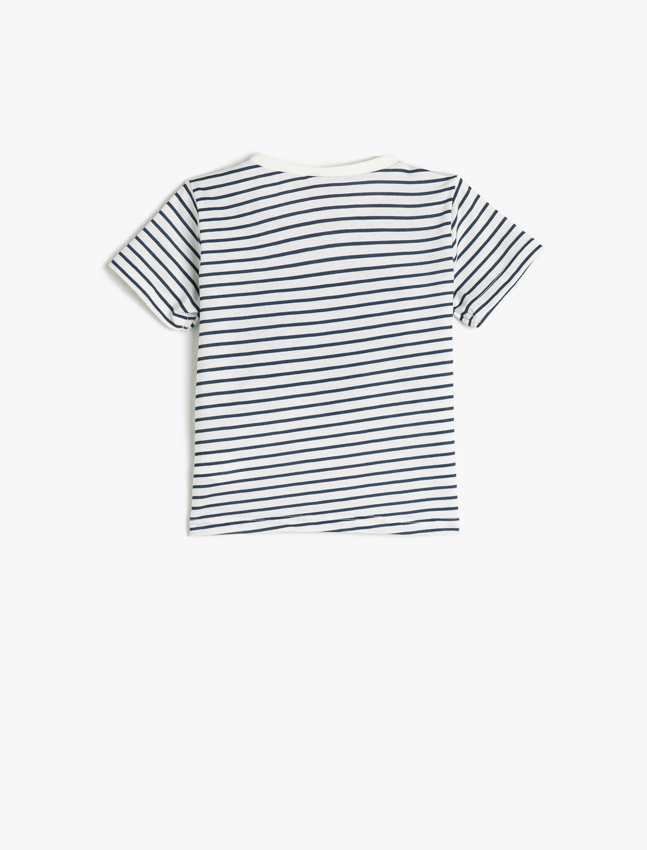  Erkek Bebek Tişört Fil Aplike Detaylı Kısa Kollu Bisiklet Yaka Pamuklu