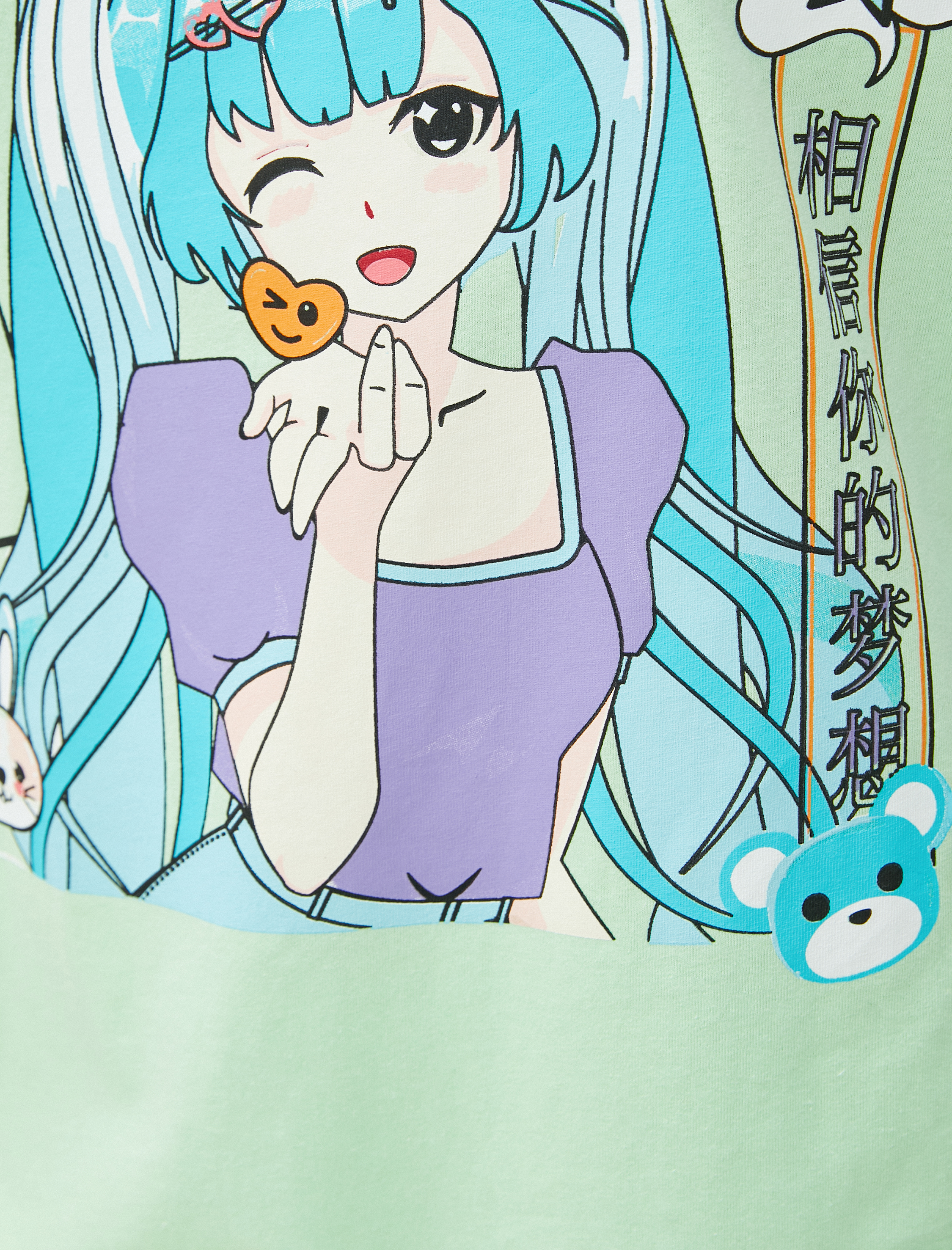   Anime Tişört Oversize Bisiklet Yaka Kısa Kollu Pamuklu