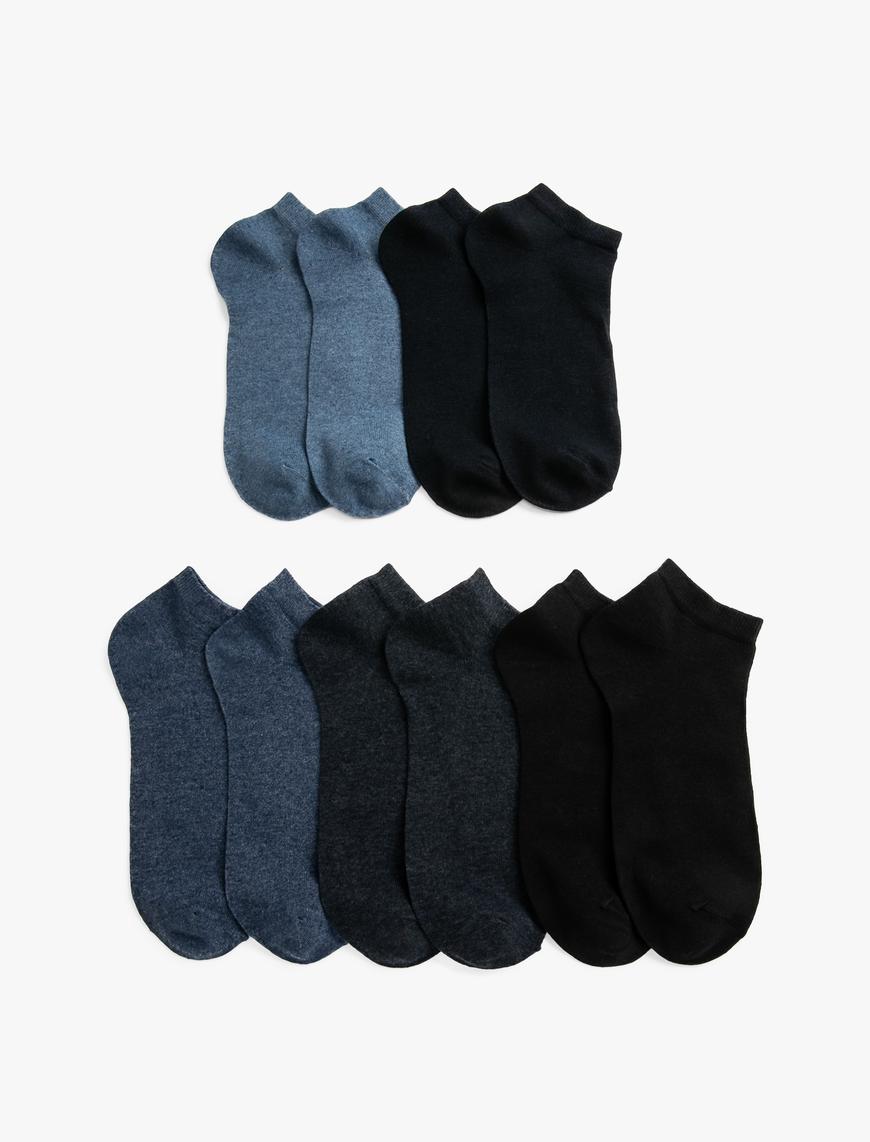  Erkek Basic 10'lu Patik Çorap Seti Çok Renkli