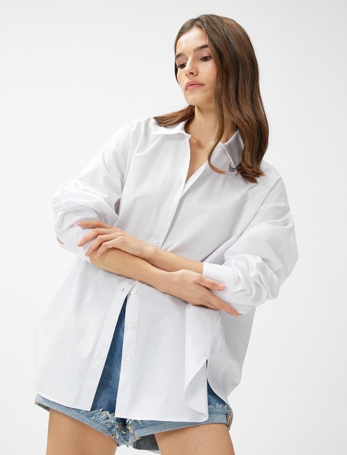  Oversize Poplin Gömlek Uzun Kollu Pamuklu