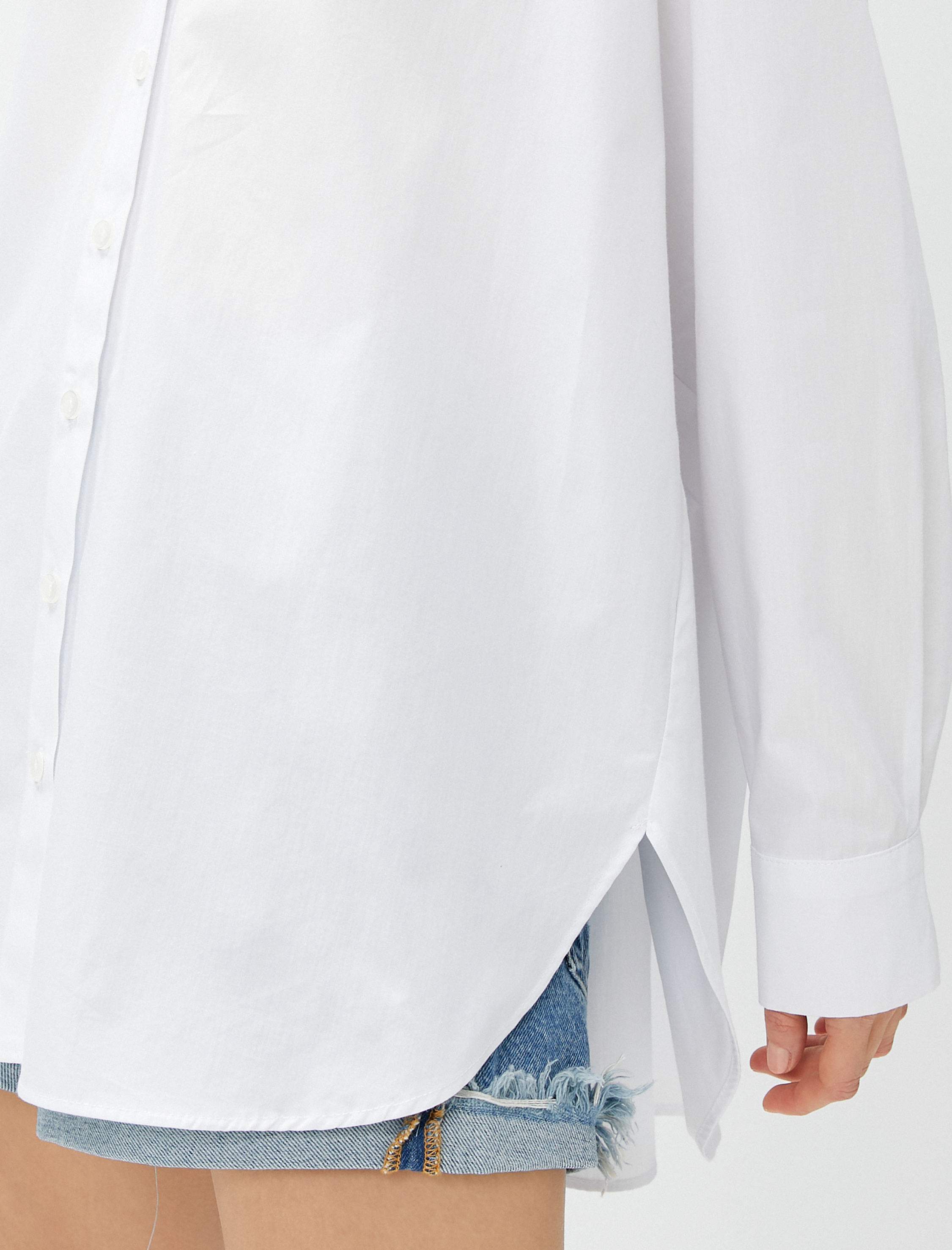   Oversize Poplin Gömlek Uzun Kollu Pamuklu