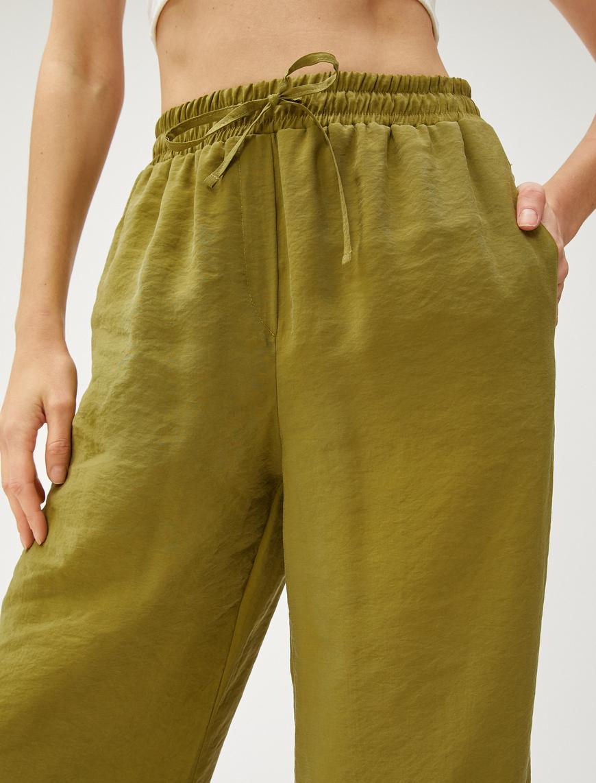   Modal Rahat Pantolon Beli Bağlamalı Cepli
