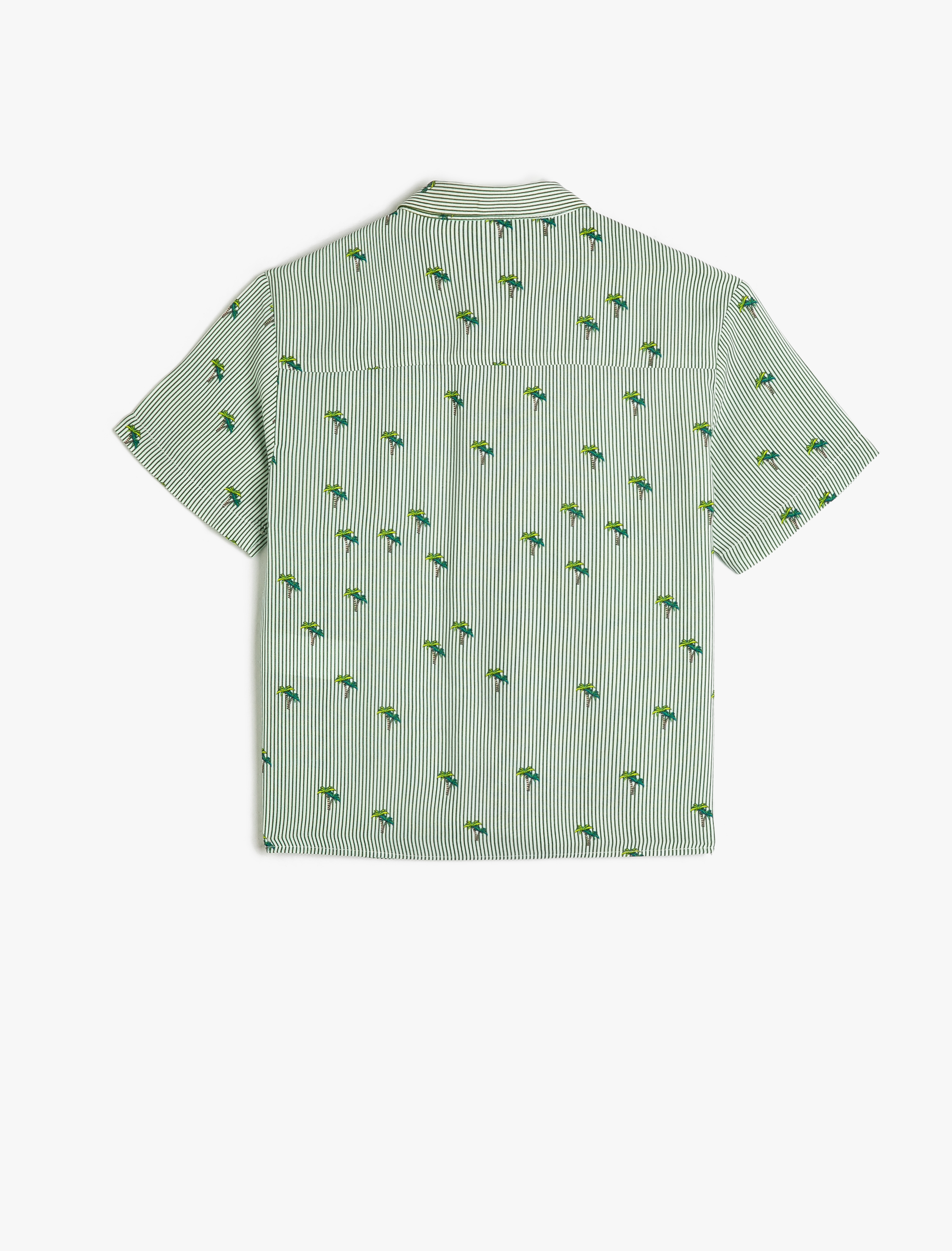  Erkek Çocuk Kısa Kollu Gömlek Palmiye Desenli Tek Cep Detaylı