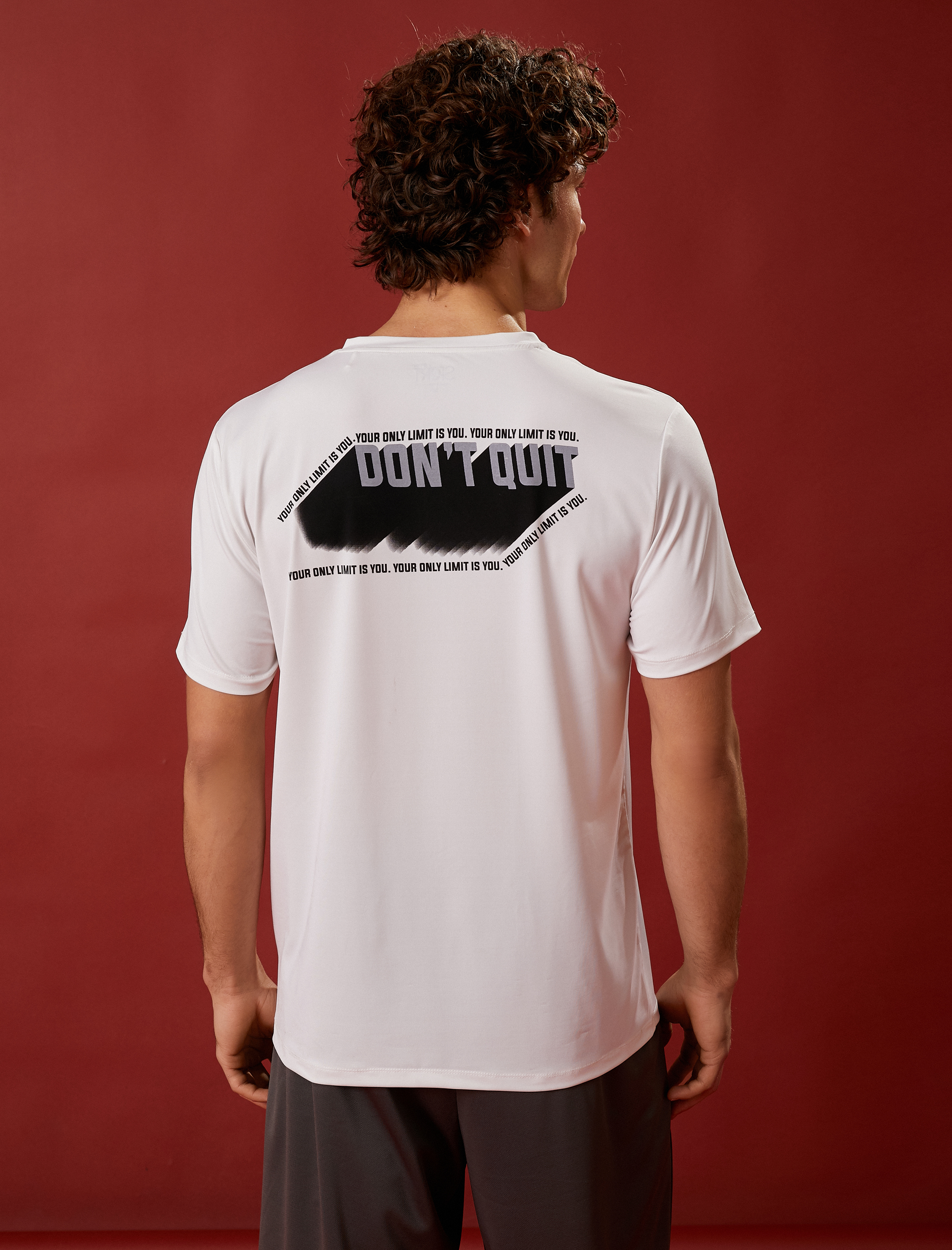   Spor Tişört Slogan Baskılı Bisiklet Yaka Kısa Kollu