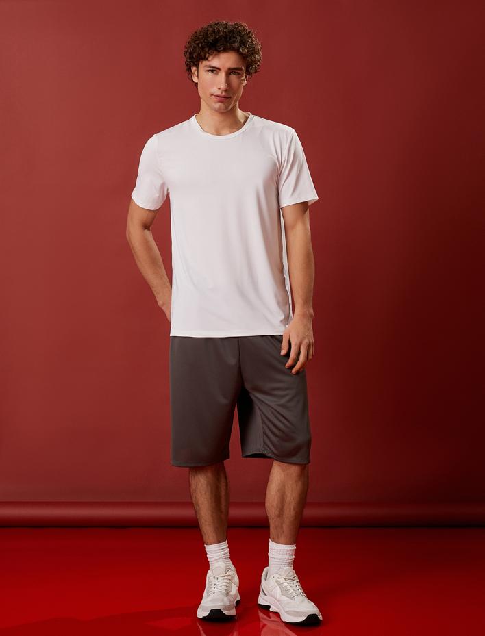  Spor Tişört Slogan Baskılı Bisiklet Yaka Kısa Kollu