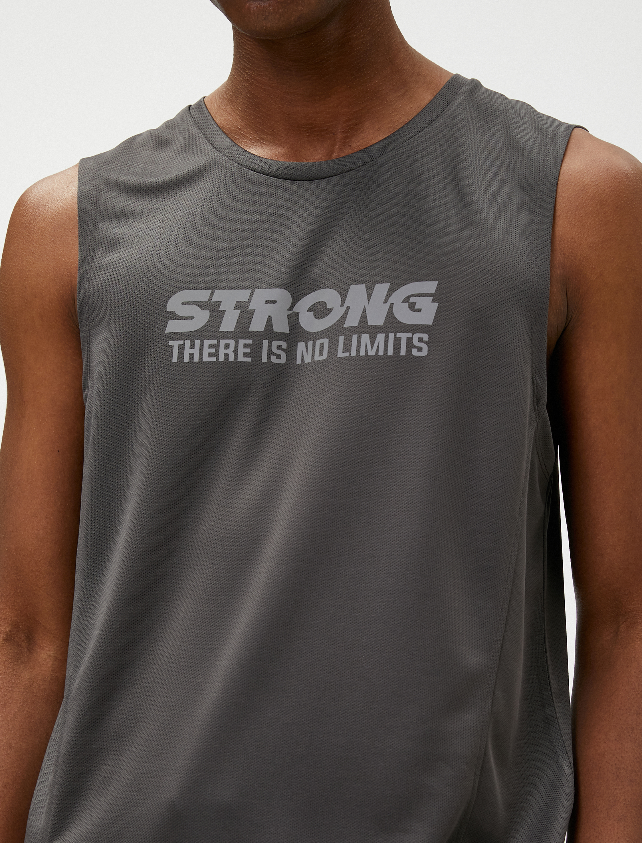   Sporcu Atleti Slogan Baskılı Bisiklet Yaka Kolsuz