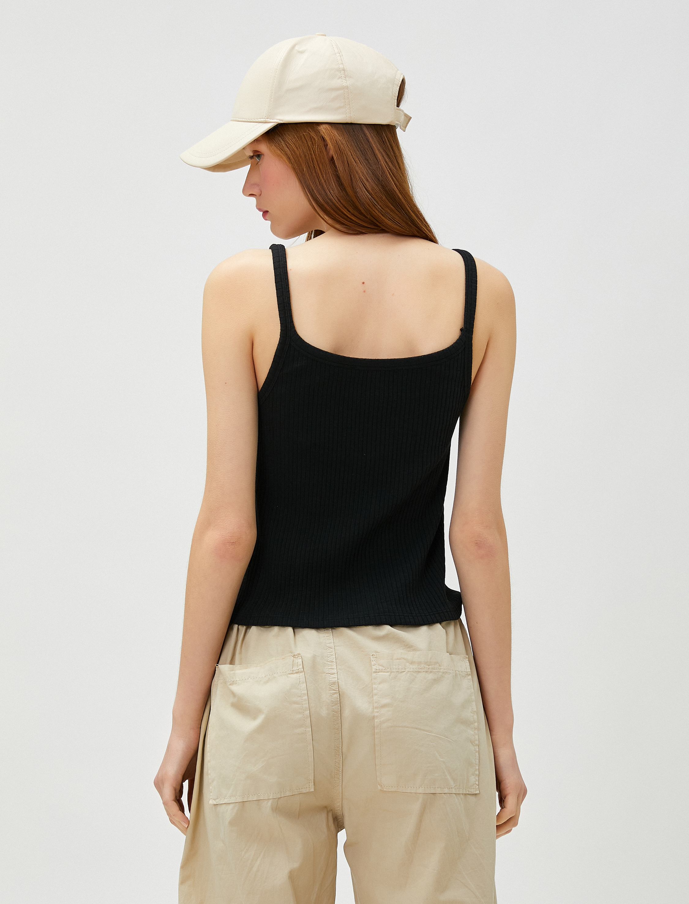   Pamuklu Atlet U Yaka Askılı Fitilli