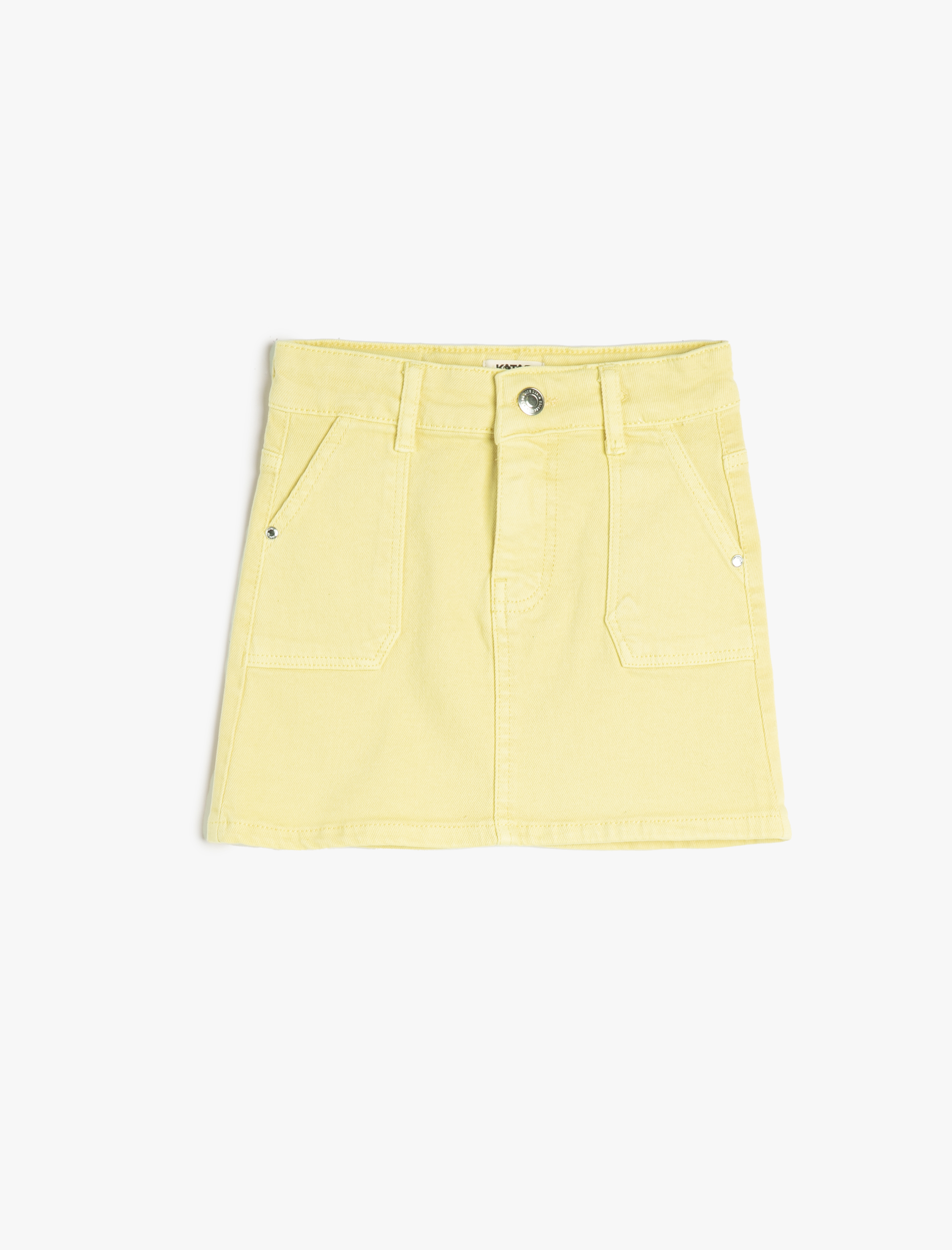 Kız Çocuk Kot Etek Mini Boy Cepli Pamuklu Beli Ayarlanabilir Lastikli