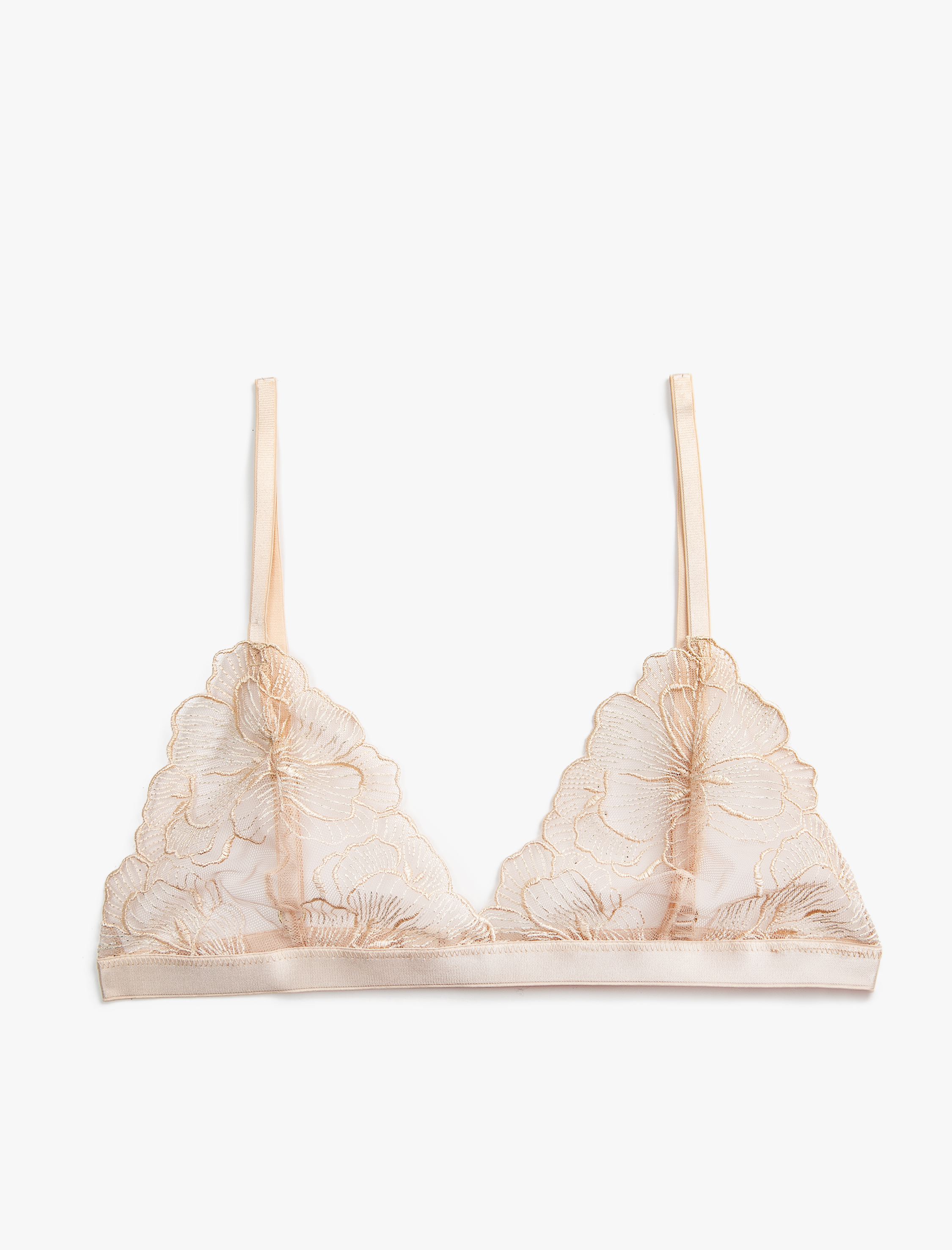   Çiçek Dantelli Sütyen Dolgusuz Balensiz Kapsız