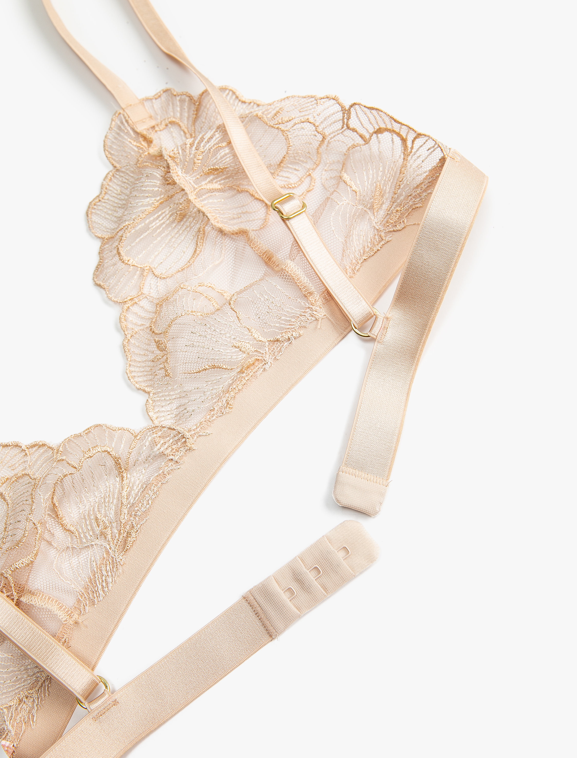   Çiçek Dantelli Sütyen Dolgusuz Balensiz Kapsız