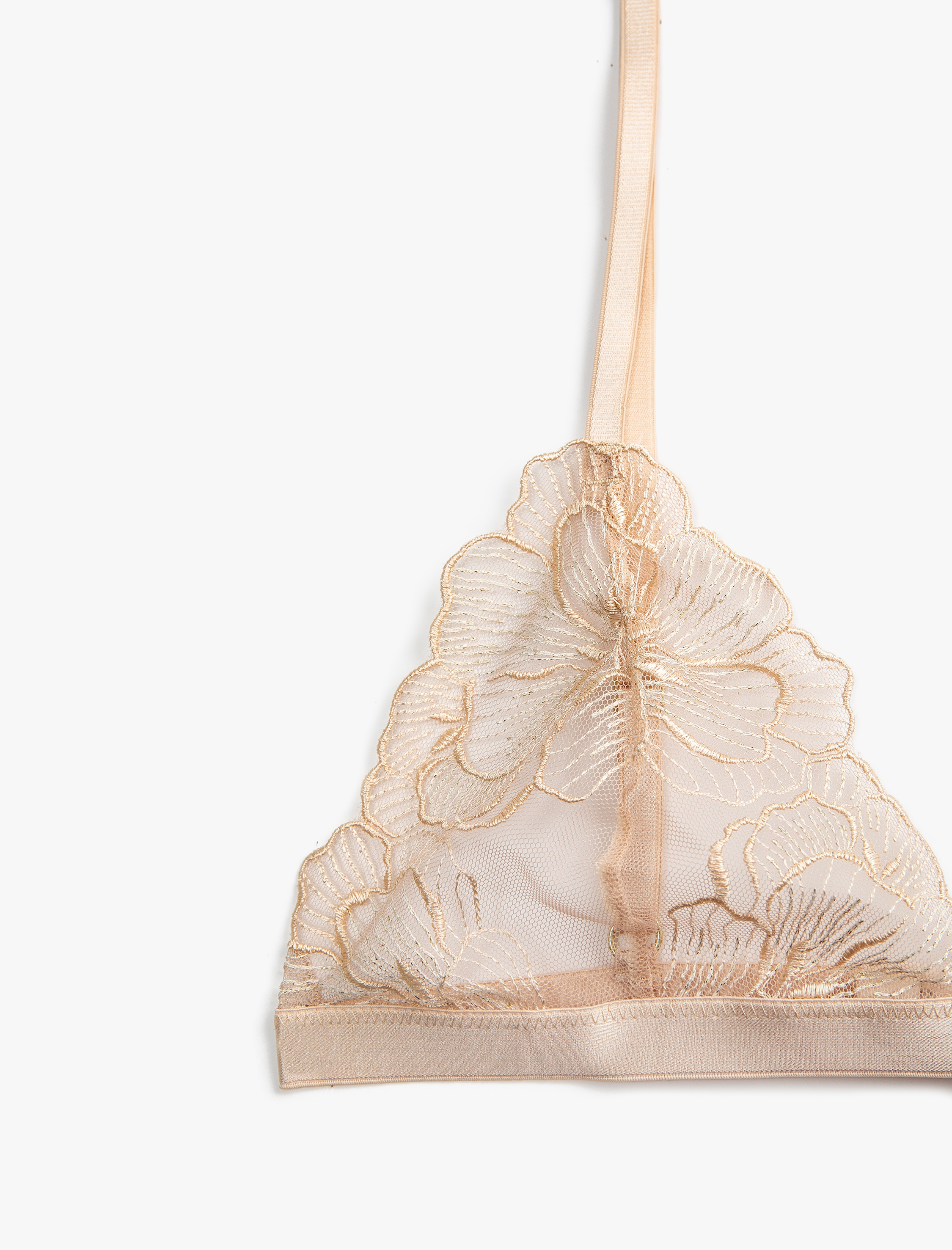   Çiçek Dantelli Sütyen Dolgusuz Balensiz Kapsız