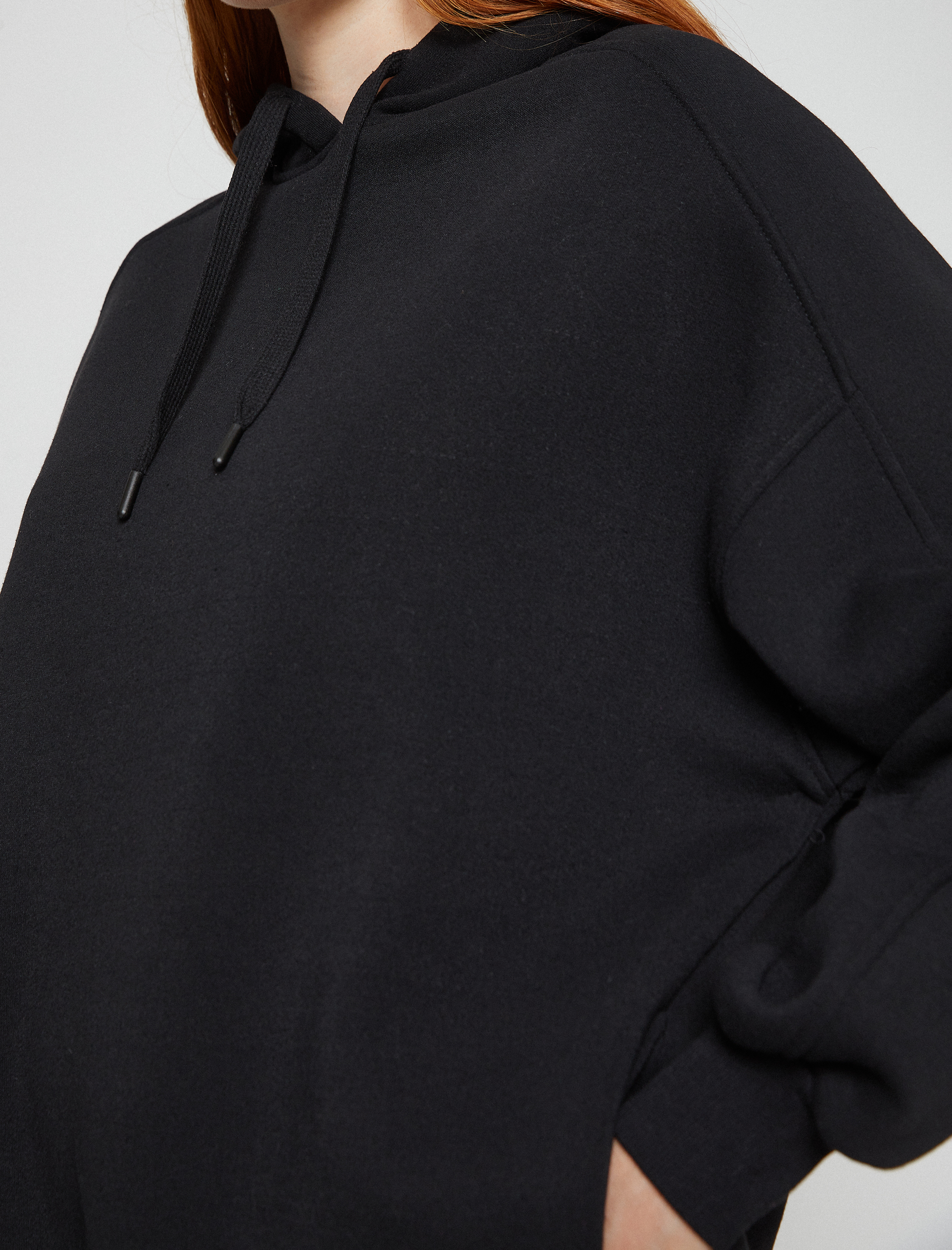 Basic Oversize Sweatshirt Kapüşonlu İçi Polarlı