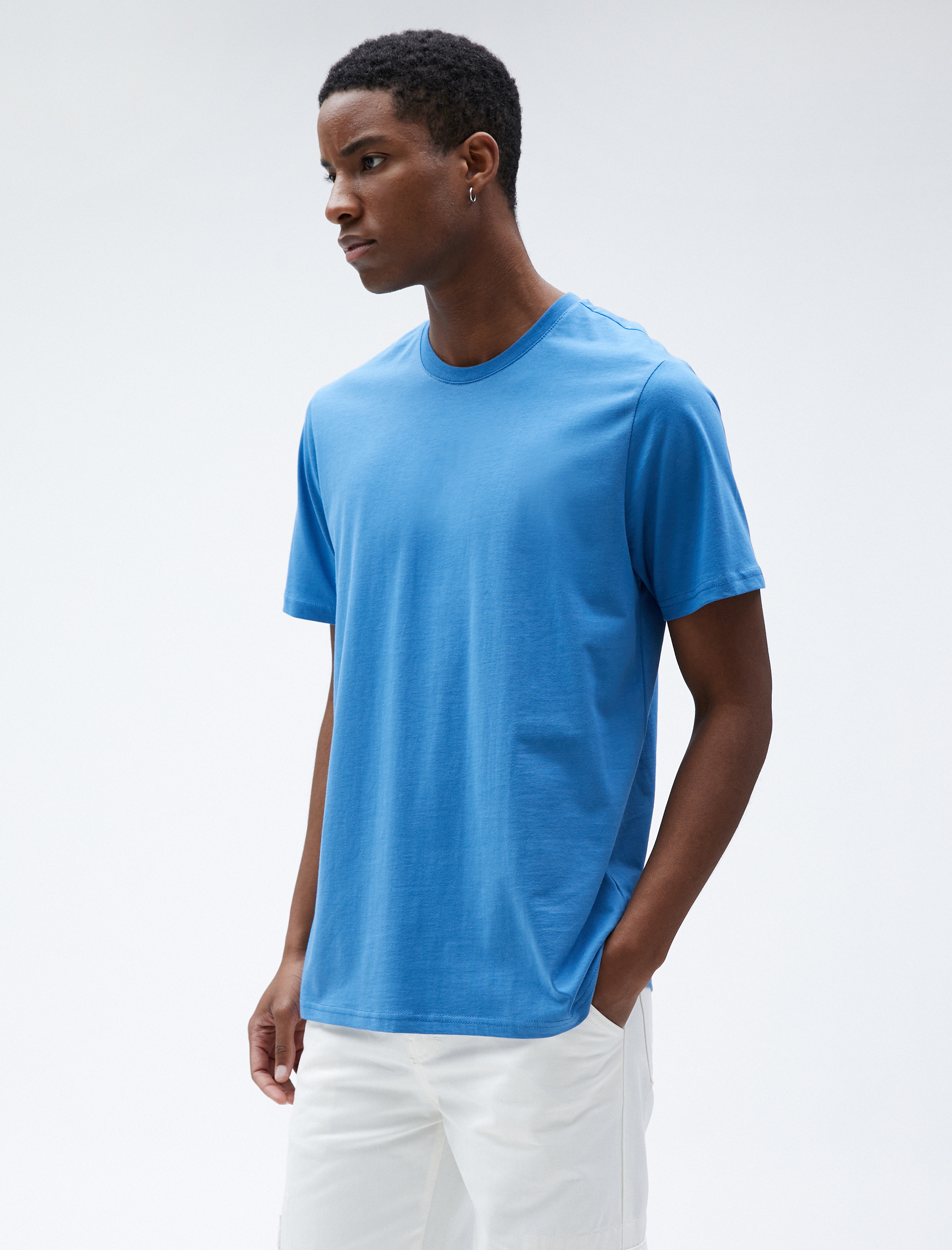   Basic Tişört Bisiklet Yaka Kısa Kollu Pamuklu