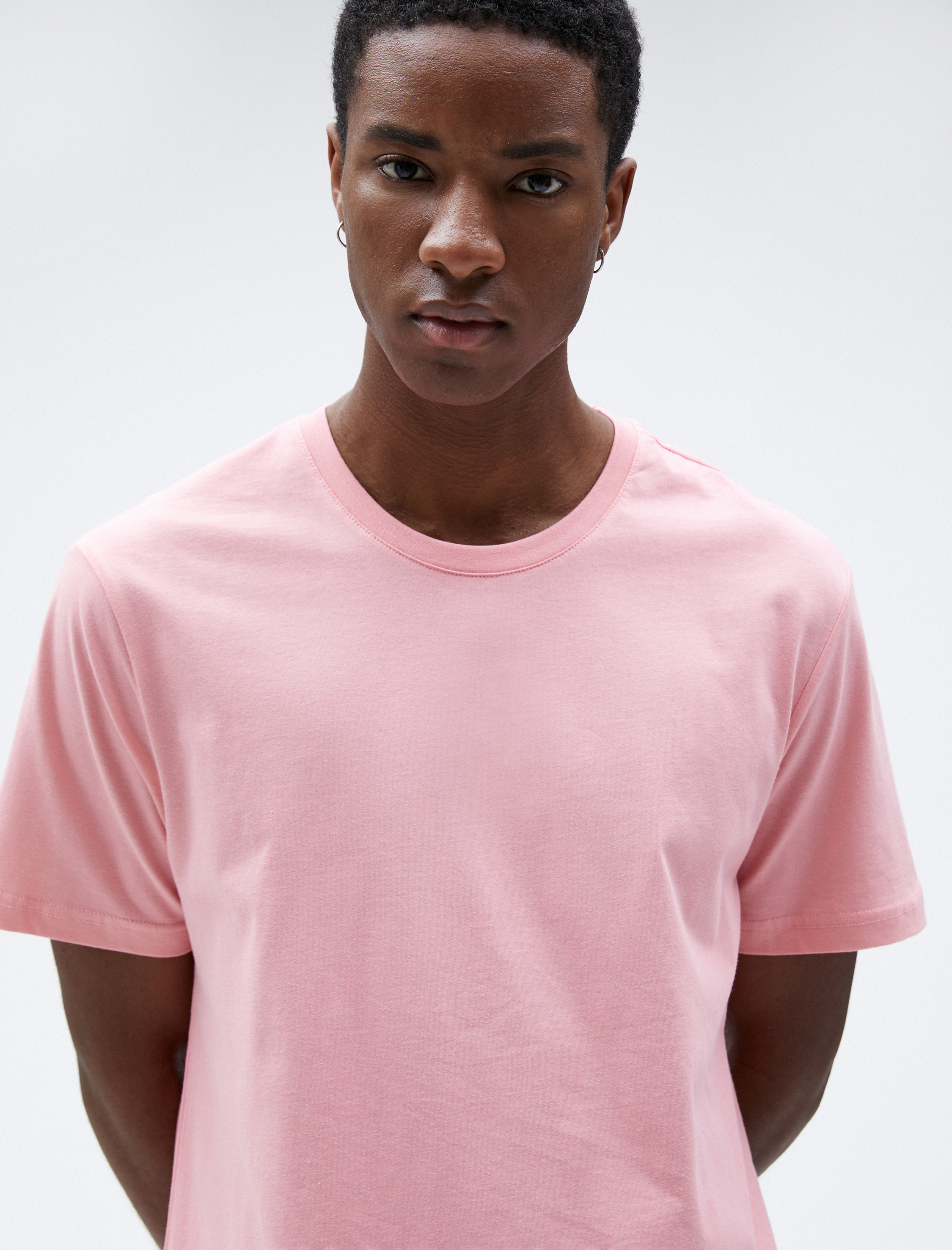   Basic Tişört Bisiklet Yaka Kısa Kollu Pamuklu