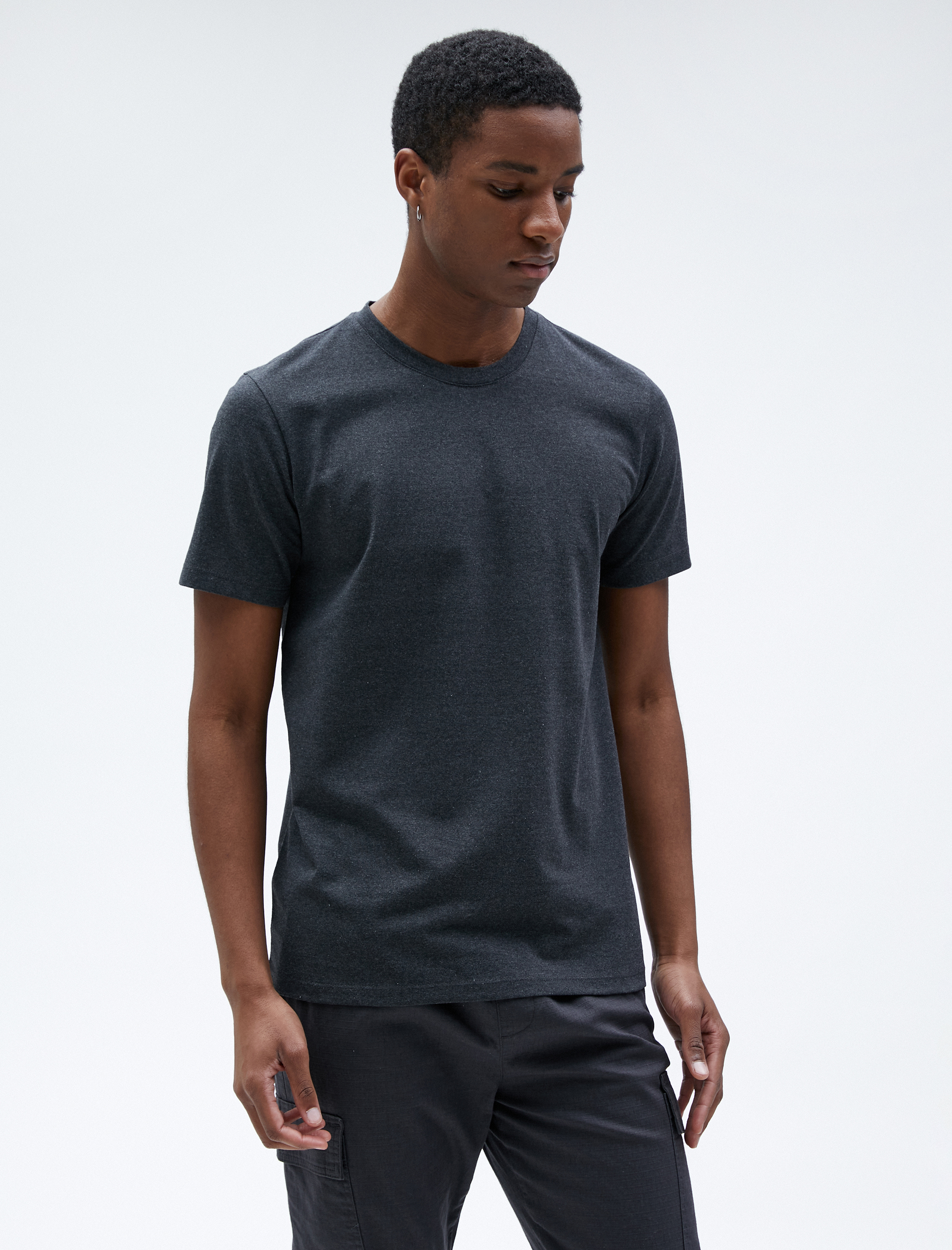 Basic Tişört Bisiklet Yaka Kısa Kollu Dar Kesim