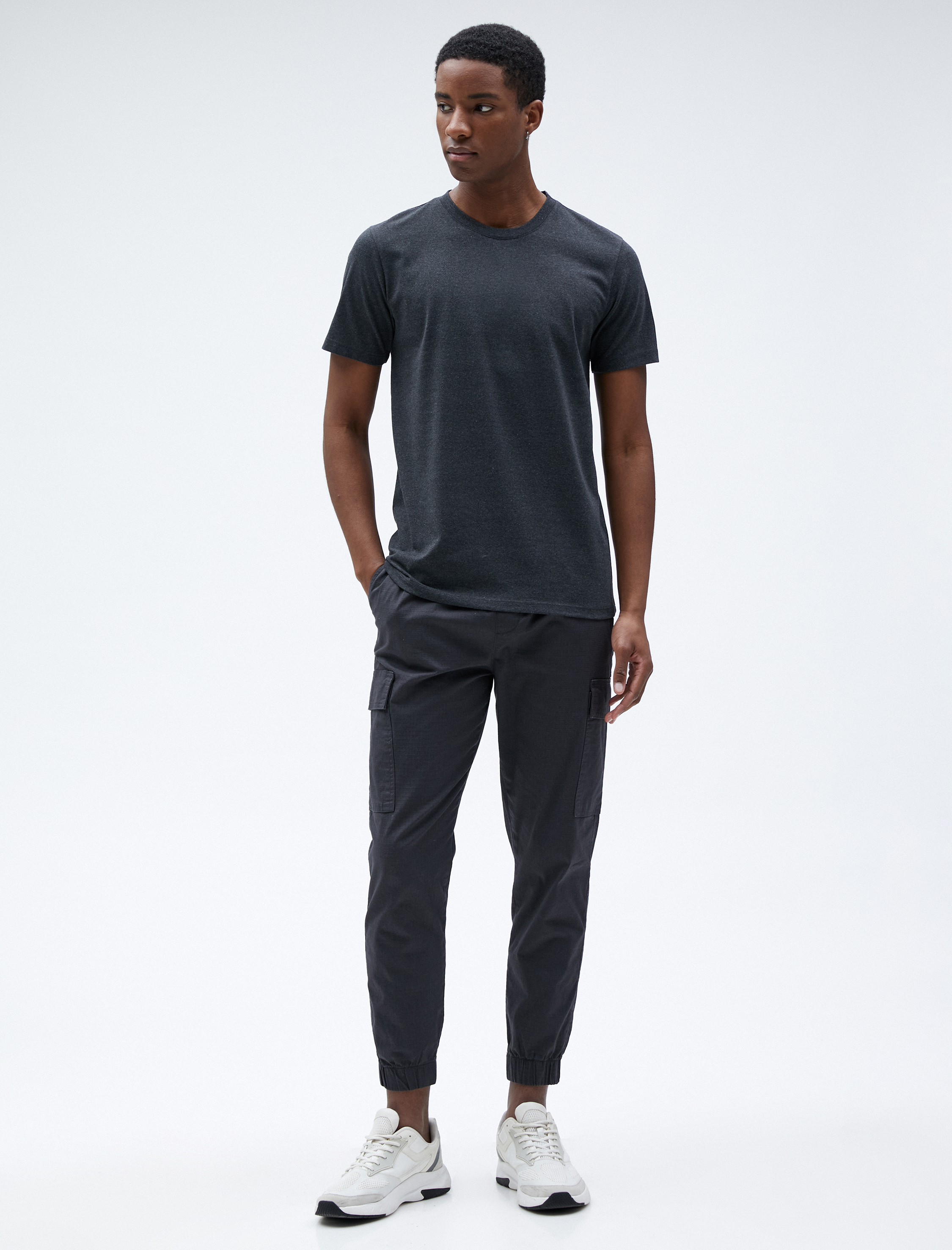 Basic Tişört Bisiklet Yaka Kısa Kollu Dar Kesim