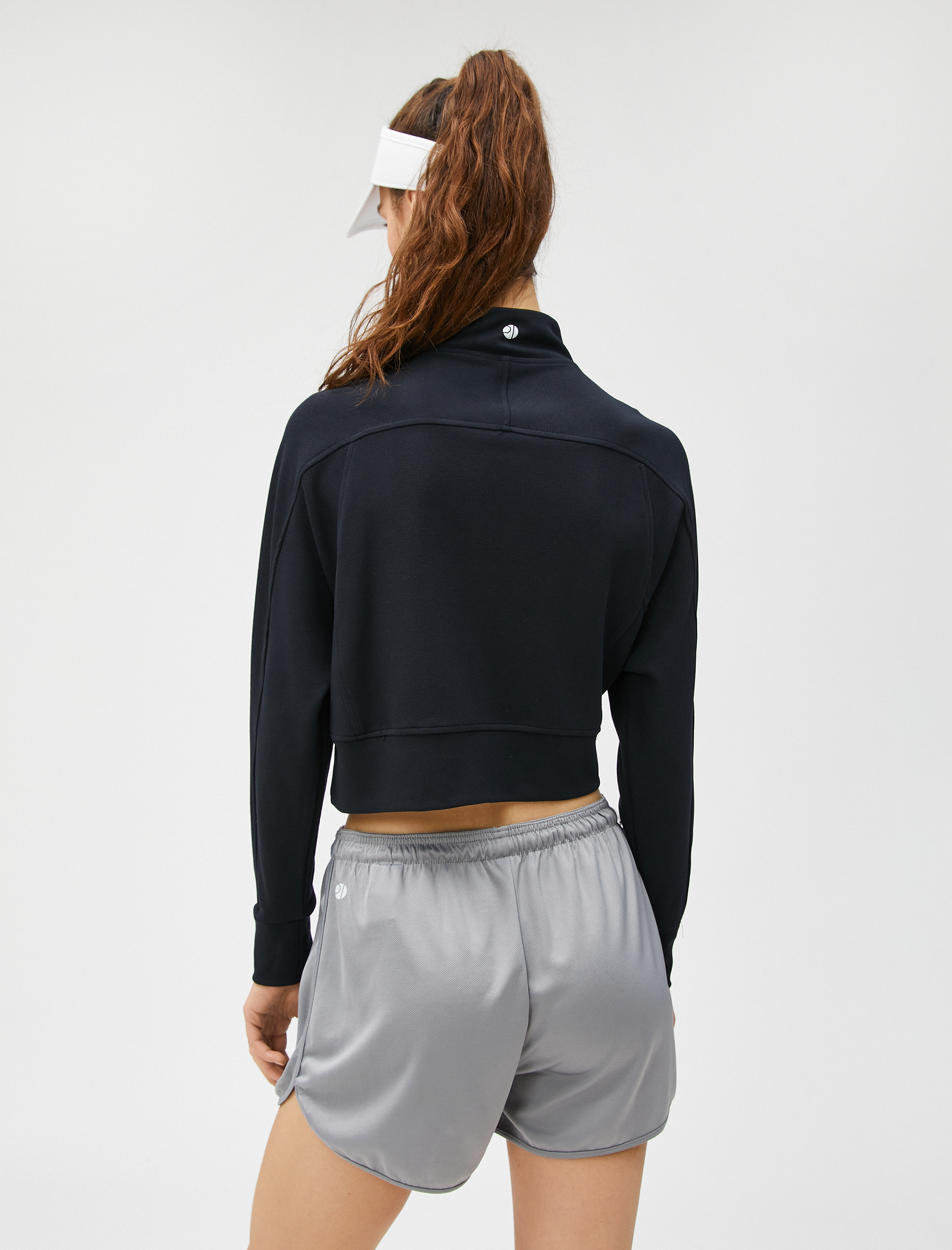 Crop Sweatshirt Yarım Fermuarlı Modal Karışımlı