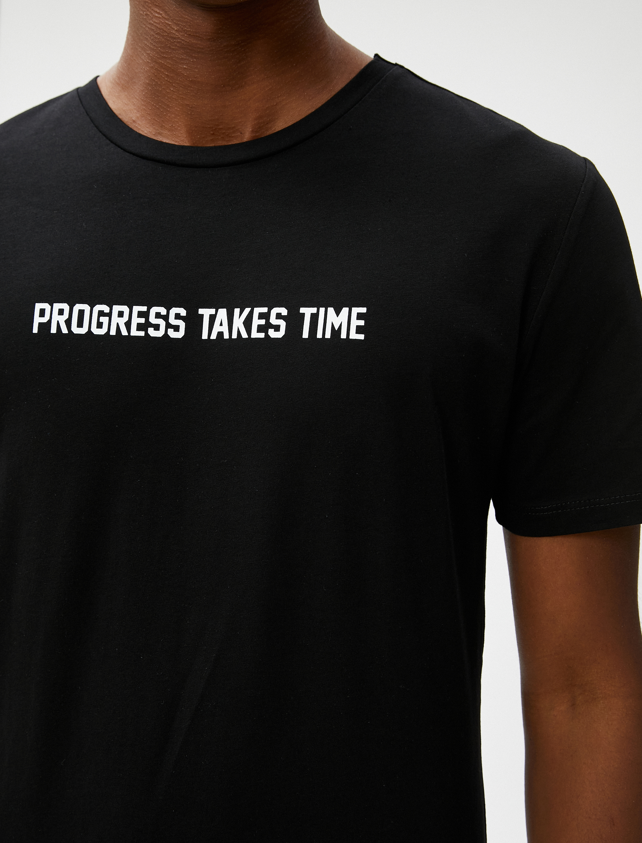   Slogan Baskılı Tişört Bisiklet Yaka Kısa Kollu Pamuklu