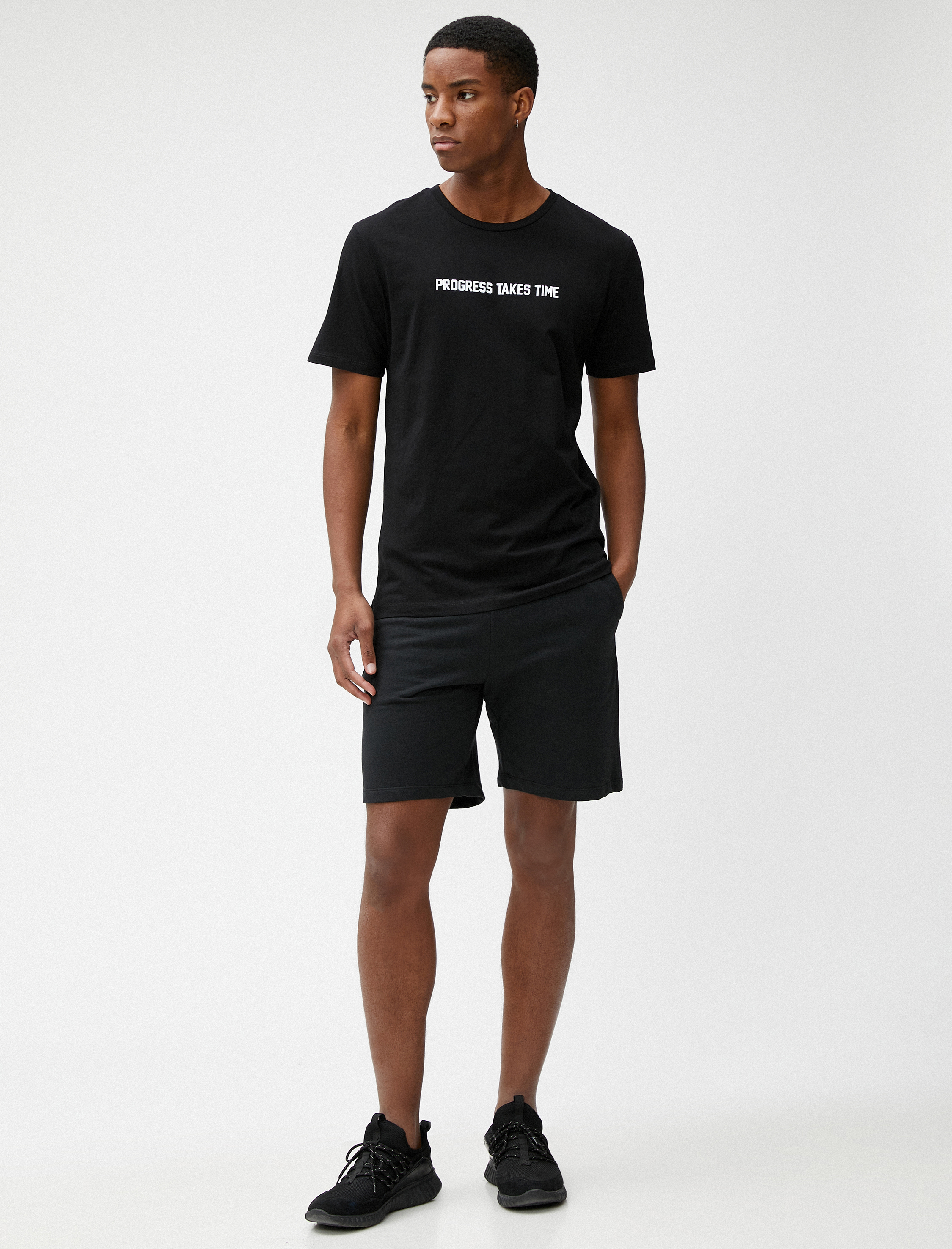   Slogan Baskılı Tişört Bisiklet Yaka Kısa Kollu Pamuklu