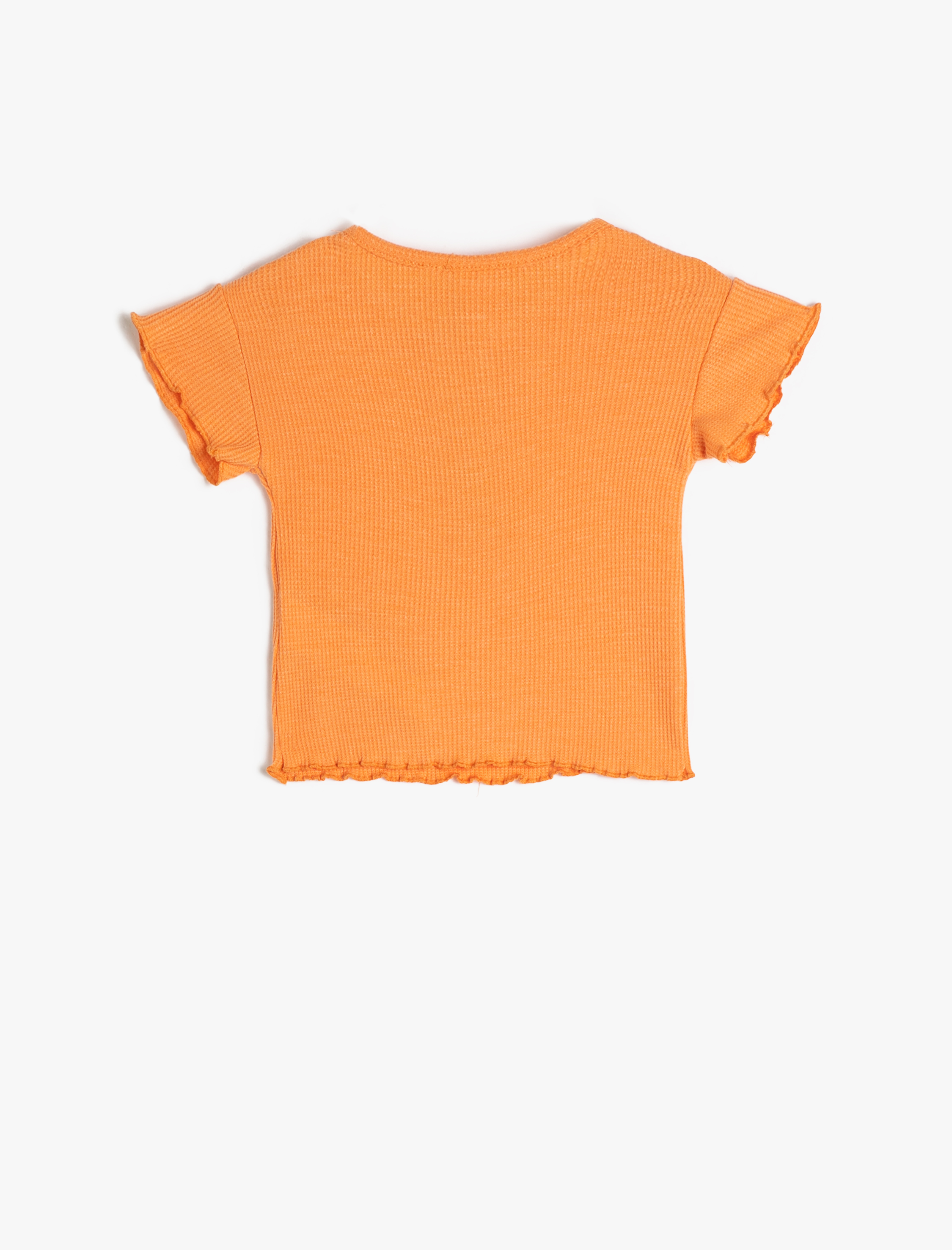  Kız Bebek Tişört Çıtçıt Düğme Detaylı Yuvarlak Yaka Kısa Kollu