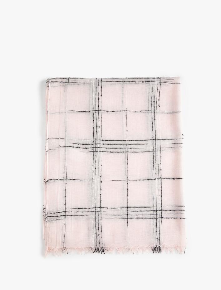 Kadın Çizgili Şal Püskül Detaylı