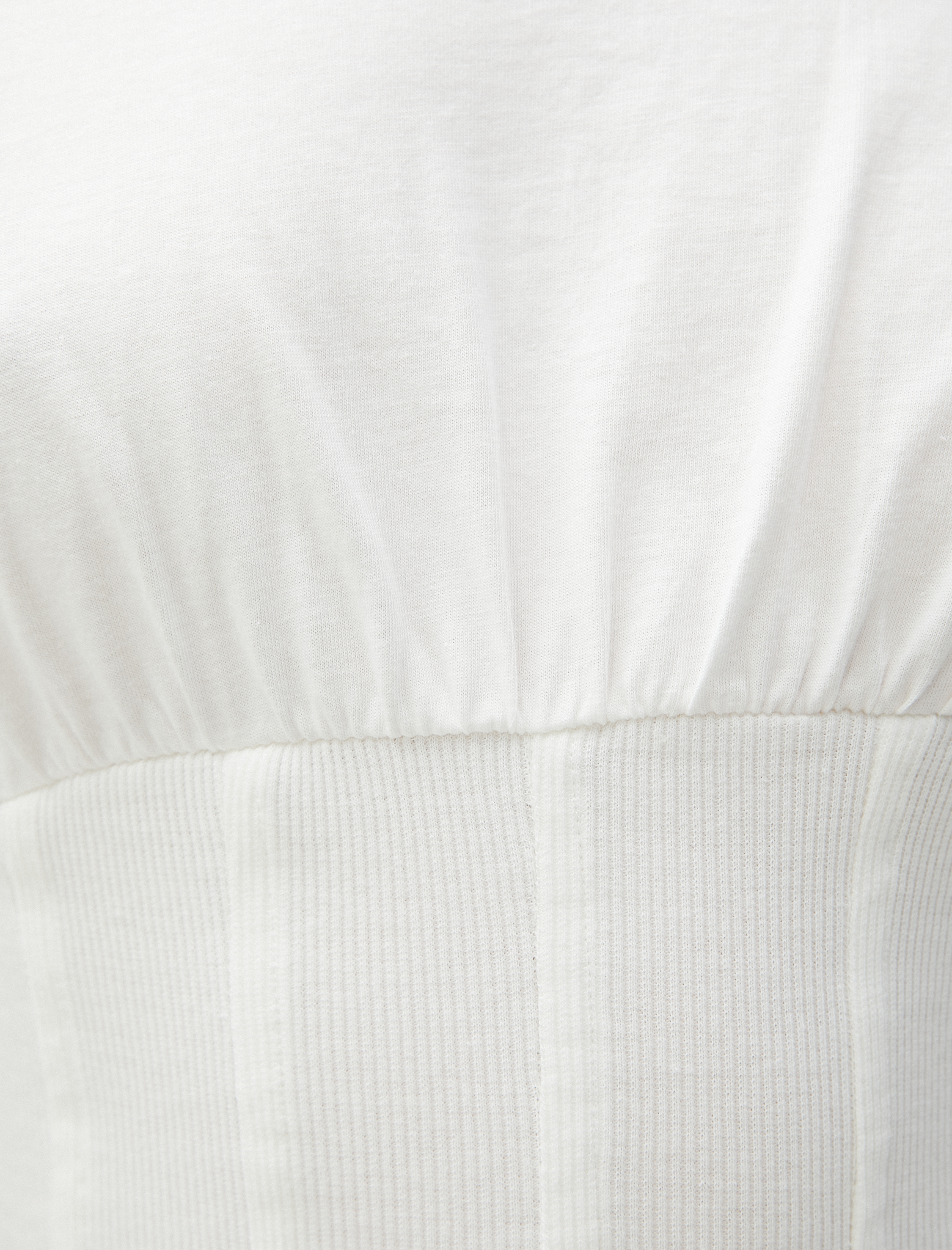   Crop Tişört Beli Korseli Kısa Kollu Bisiklet Yaka Pamuklu