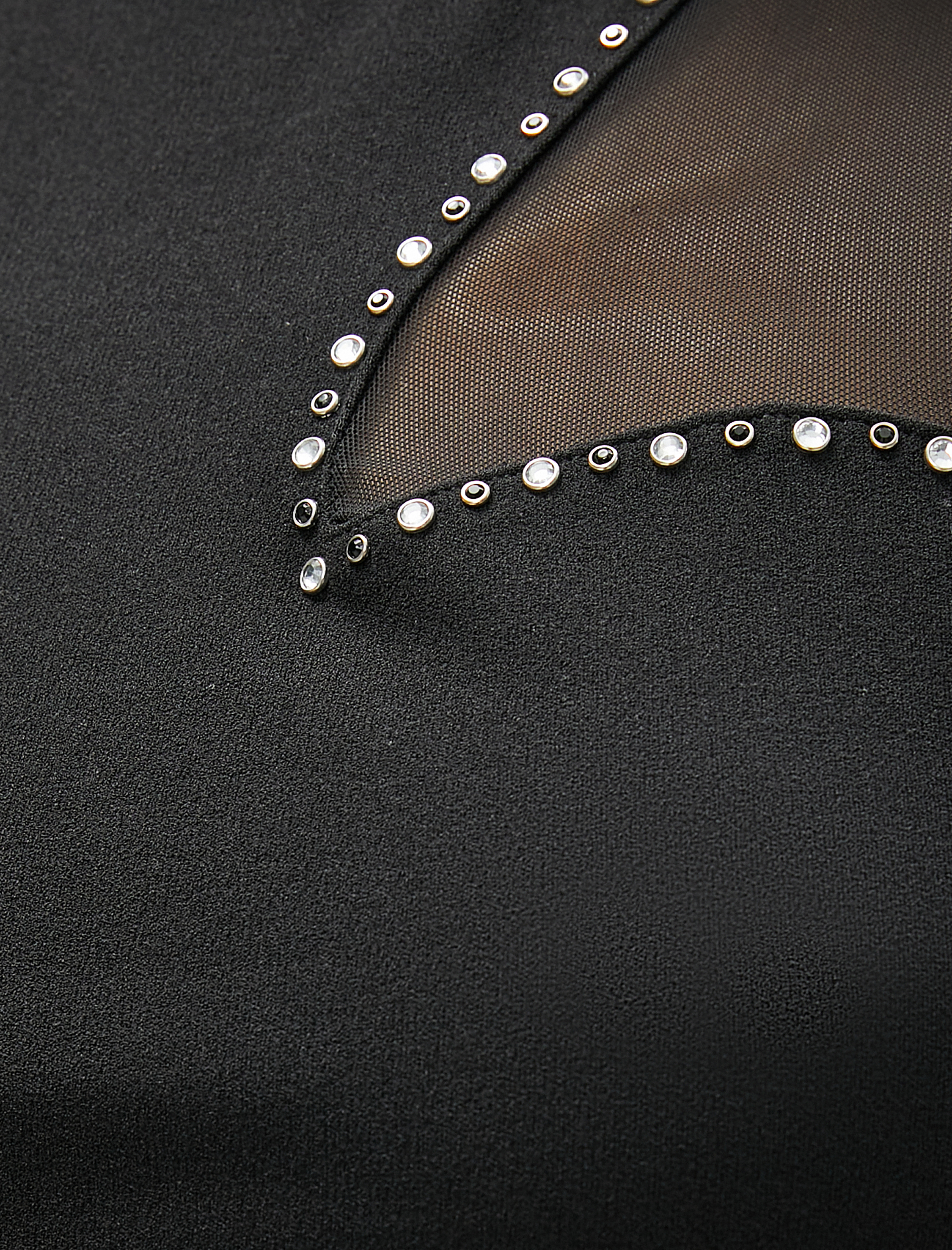   Crop Bluz Tül Detaylı Taşlı