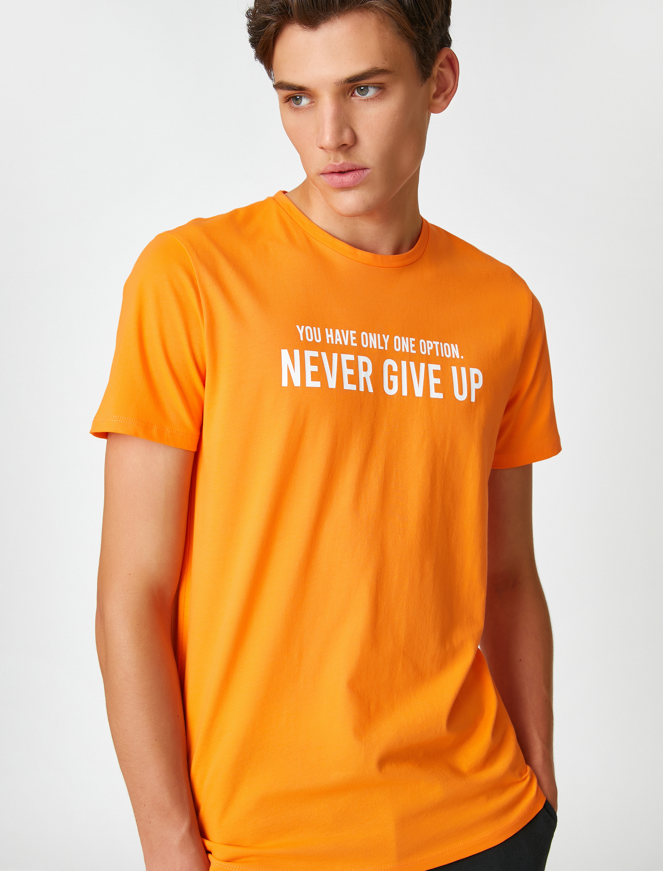   Spor Tişört Slogan Baskılı Bisiklet Yaka Kısa Kollu