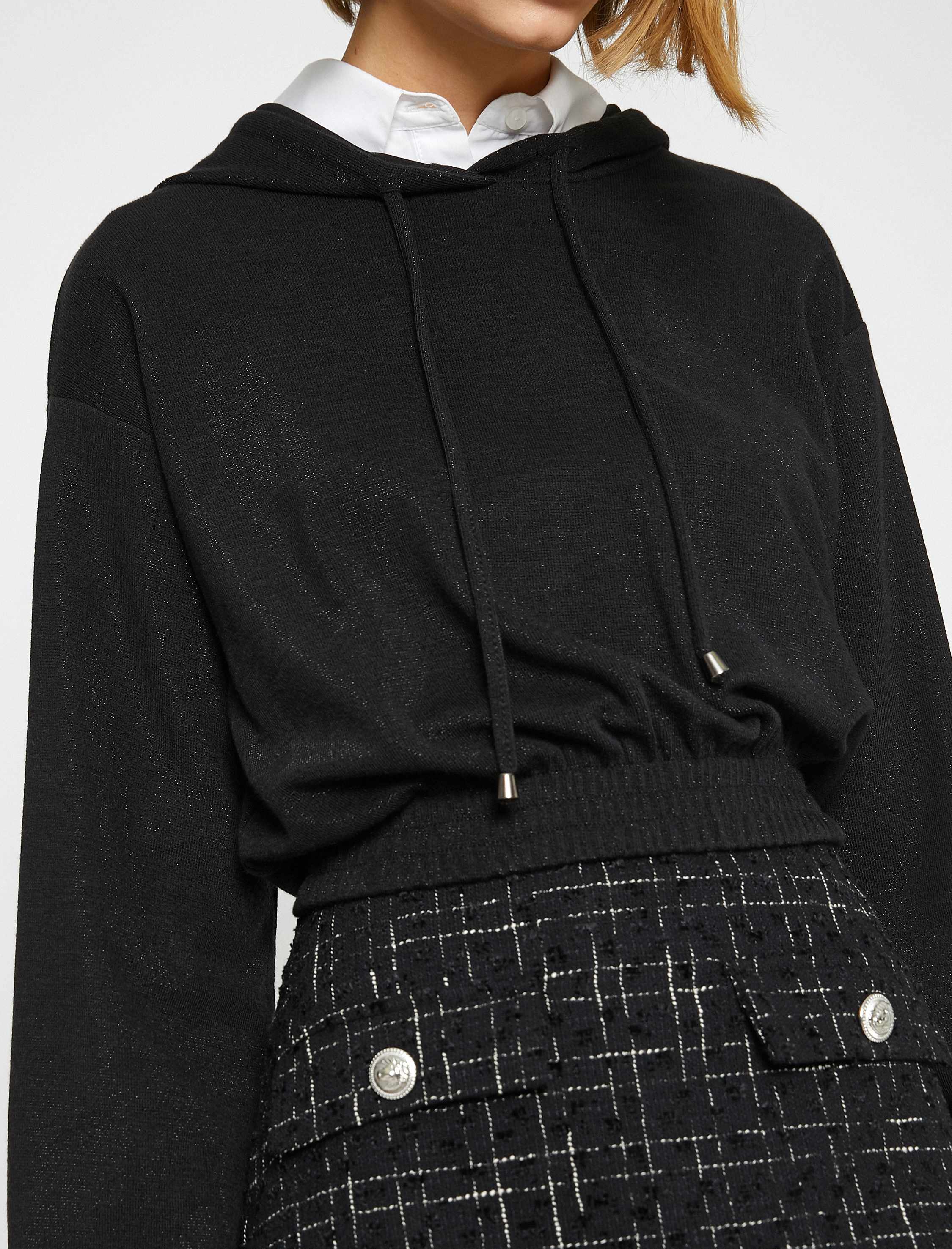   Pırıltılı Crop Kapüşonlu Sweatshirt