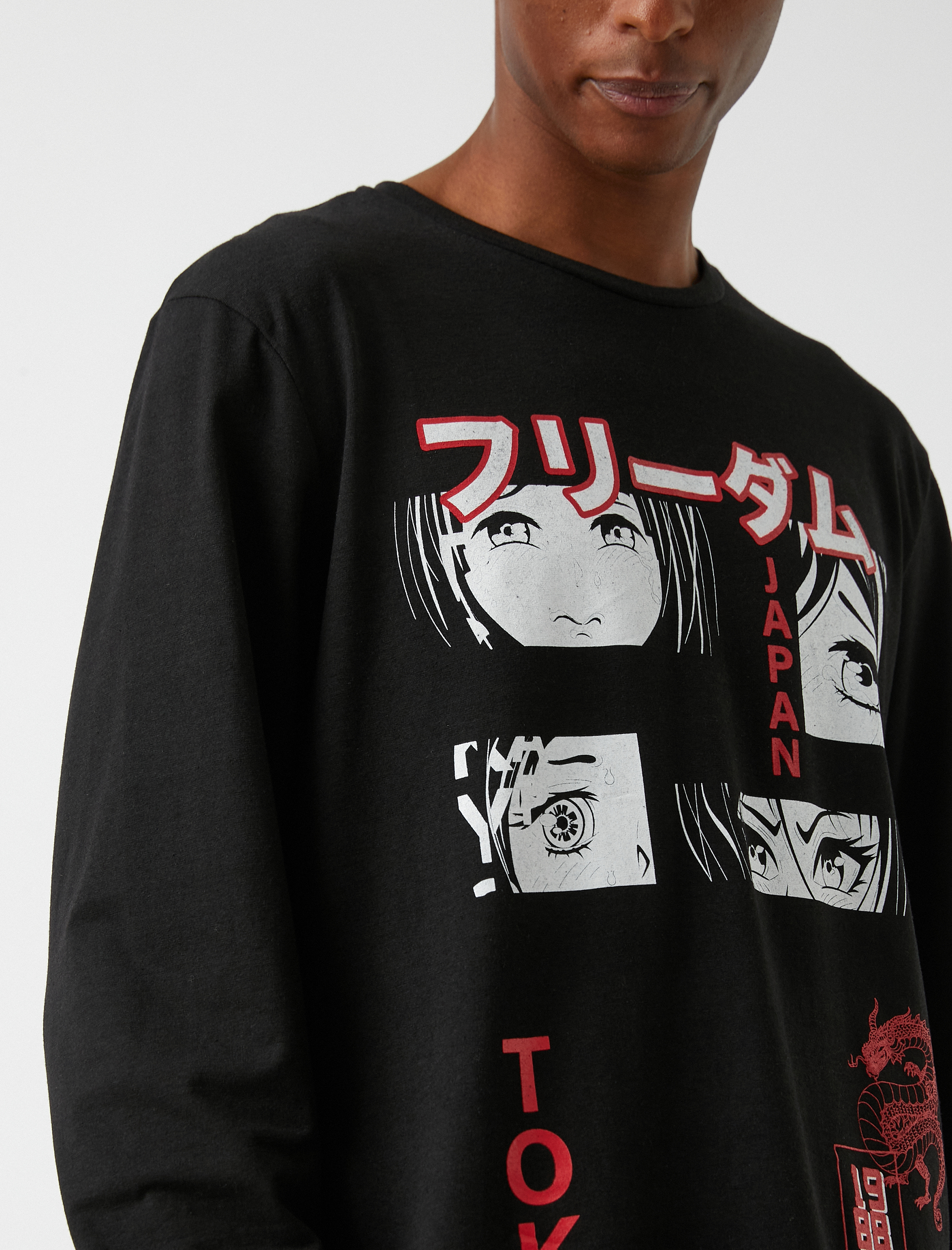   Anime Baskılı Uzun Kollu Tişört