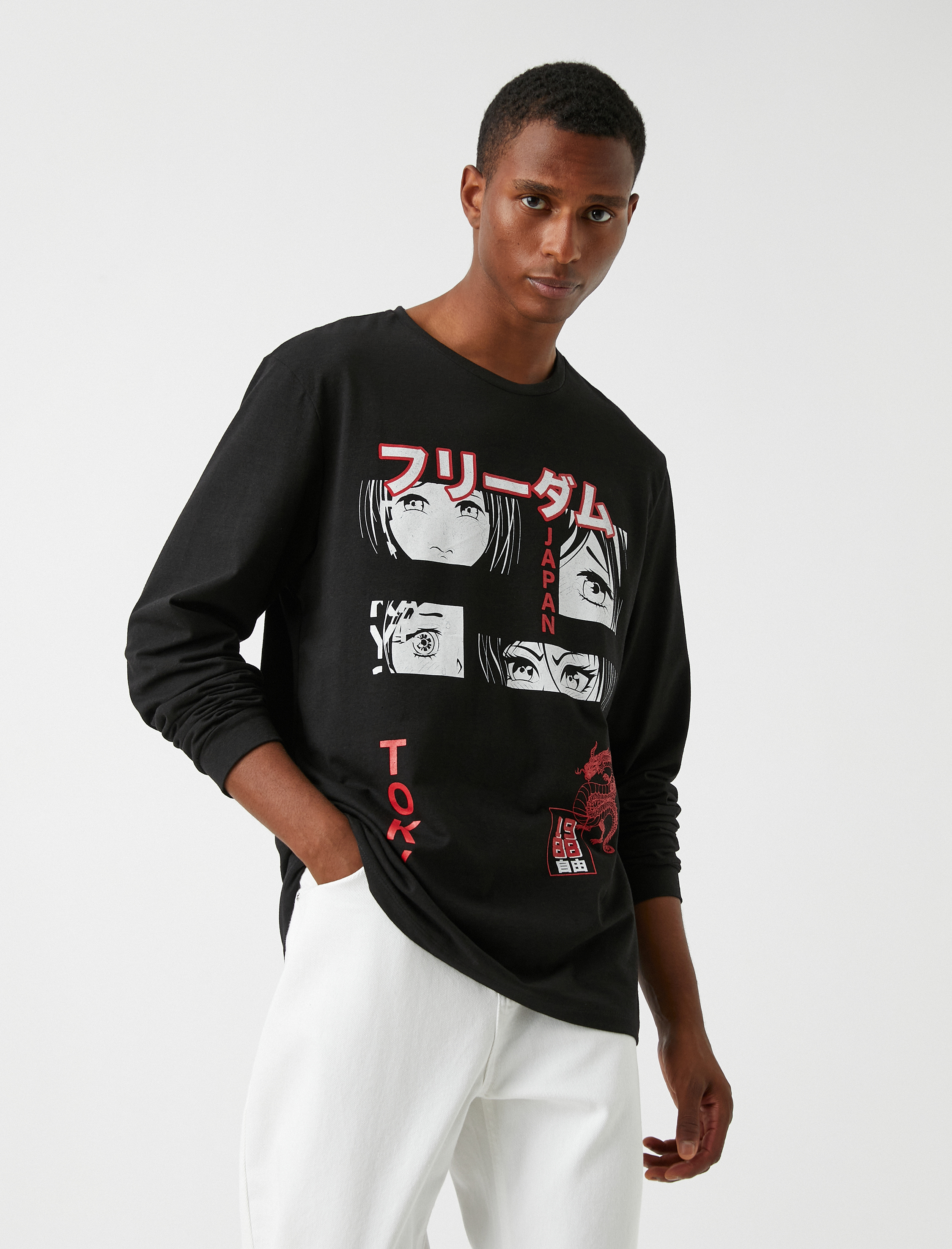   Anime Baskılı Uzun Kollu Tişört