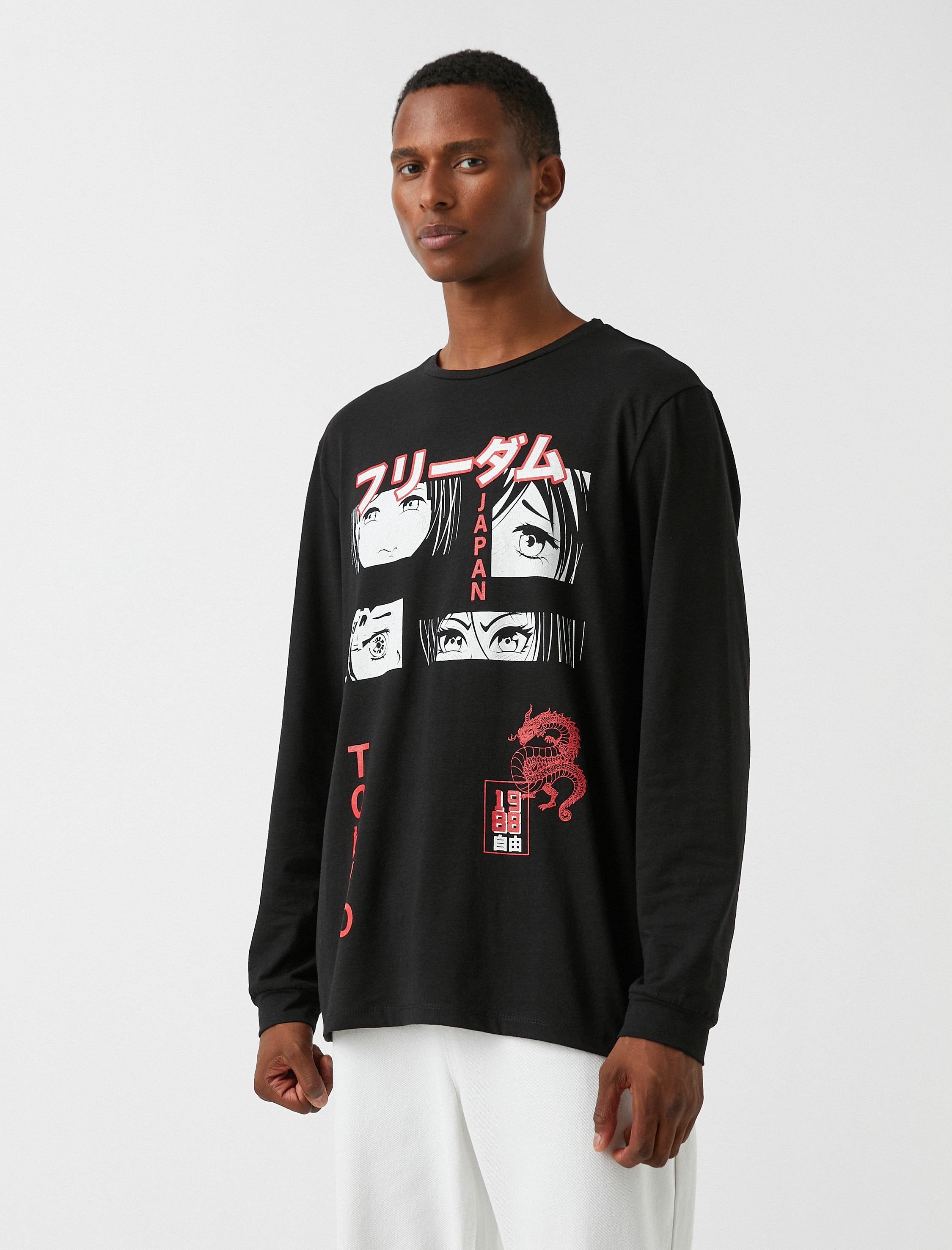   Anime Baskılı Uzun Kollu Tişört