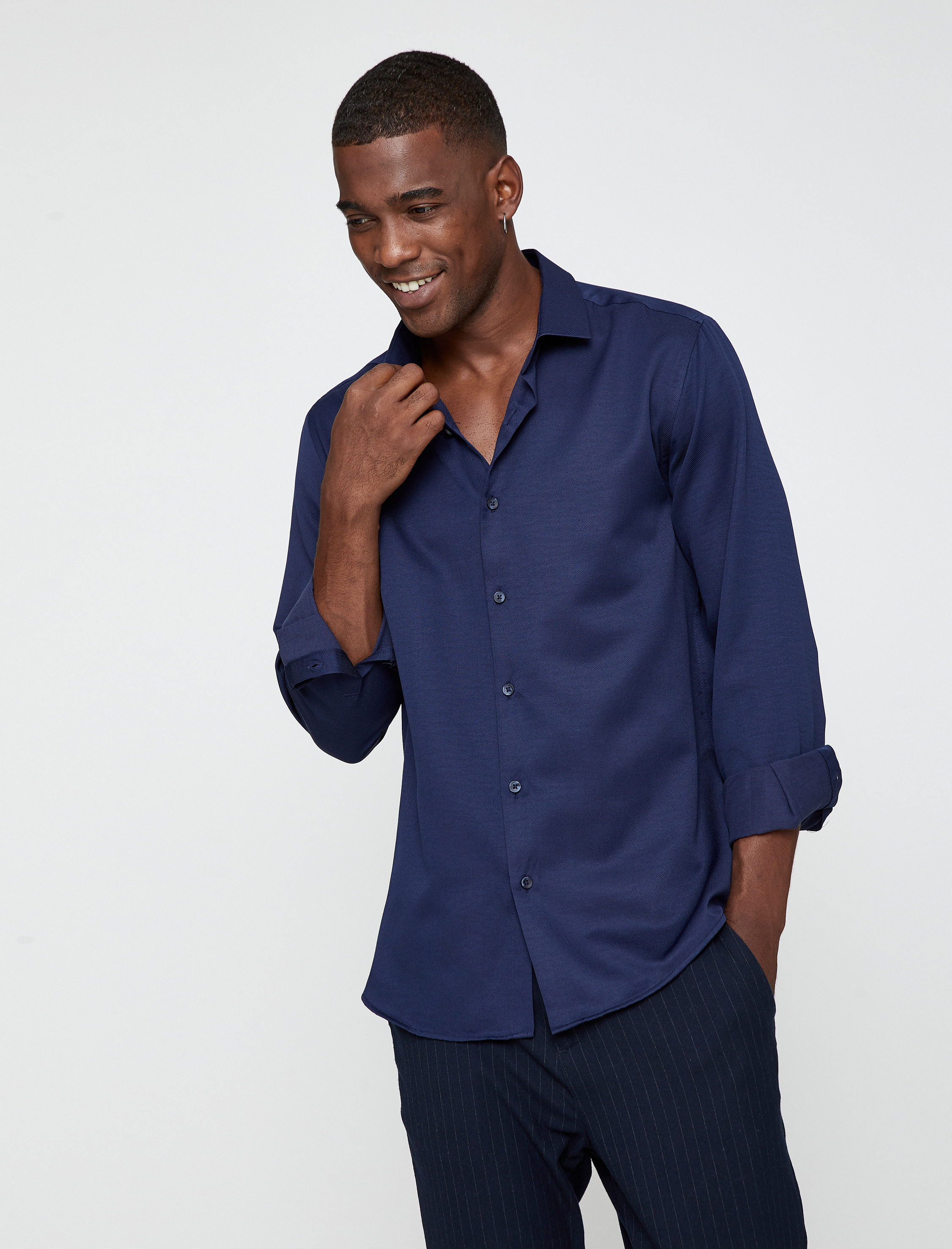   Basic Gömlek Klasik Manşet Yaka Uzun Kollu Non Iron