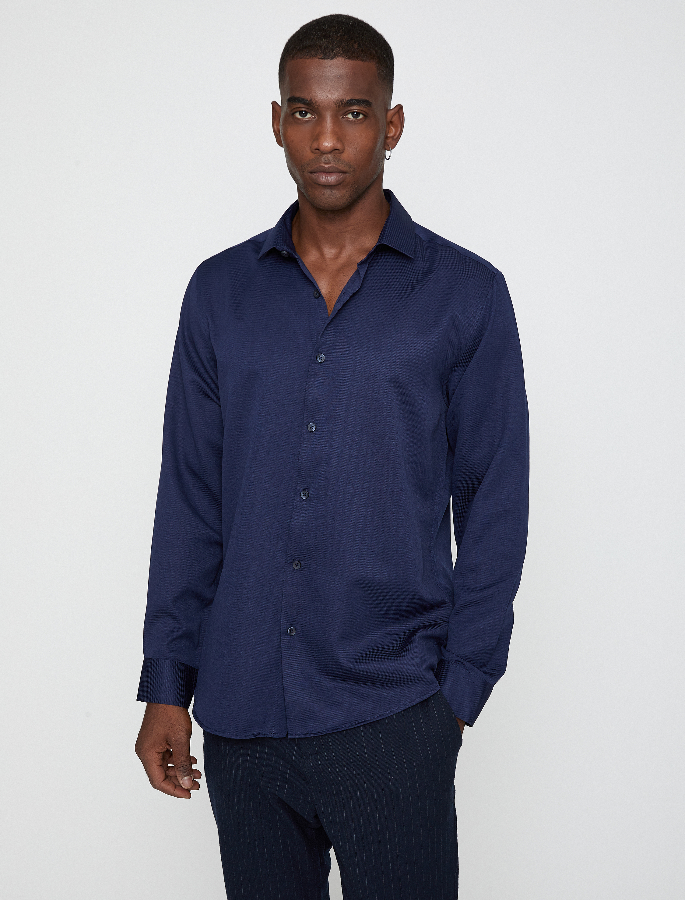   Basic Gömlek Klasik Manşet Yaka Uzun Kollu Non Iron